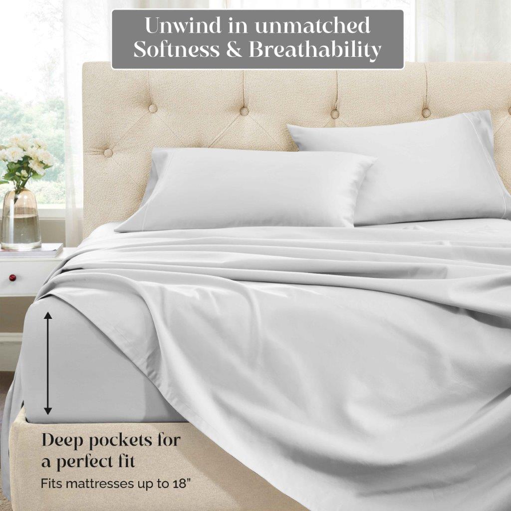 Luxury Egyptian Cotton 1500 Thread Count Embroidered Sheet Set - Queen Size Bedding for Ultimate Comfort & Breathability - Perfect for Master Bedrooms, Guest Rooms & Hotels