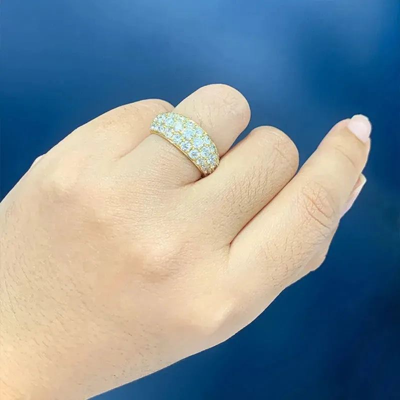 18K Solid Yellow Gold 3.0ct Real Diamond Ring for Women | Luxury Au750 Fashion Jewelry | Perfect for Gifts, Banquets & Special Occasions