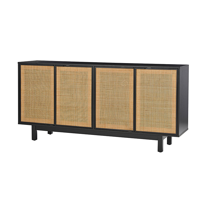 Otmar 63-Inch Wide Natural Rattan Mesh Sideboard with Storage - Multi-Purpose Buffet Cabinet for Dining Room, Living Room, or Entryway - Perfect for Home Decor and Organizing Dishes, Linens & More