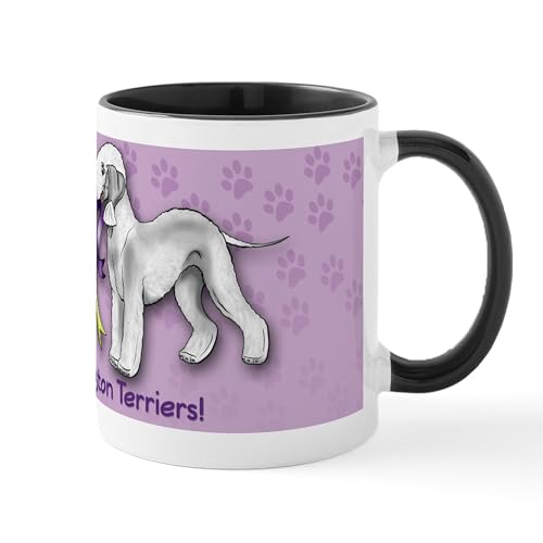White/Black Inside - Bedlington Terriers With Ribbon Mug