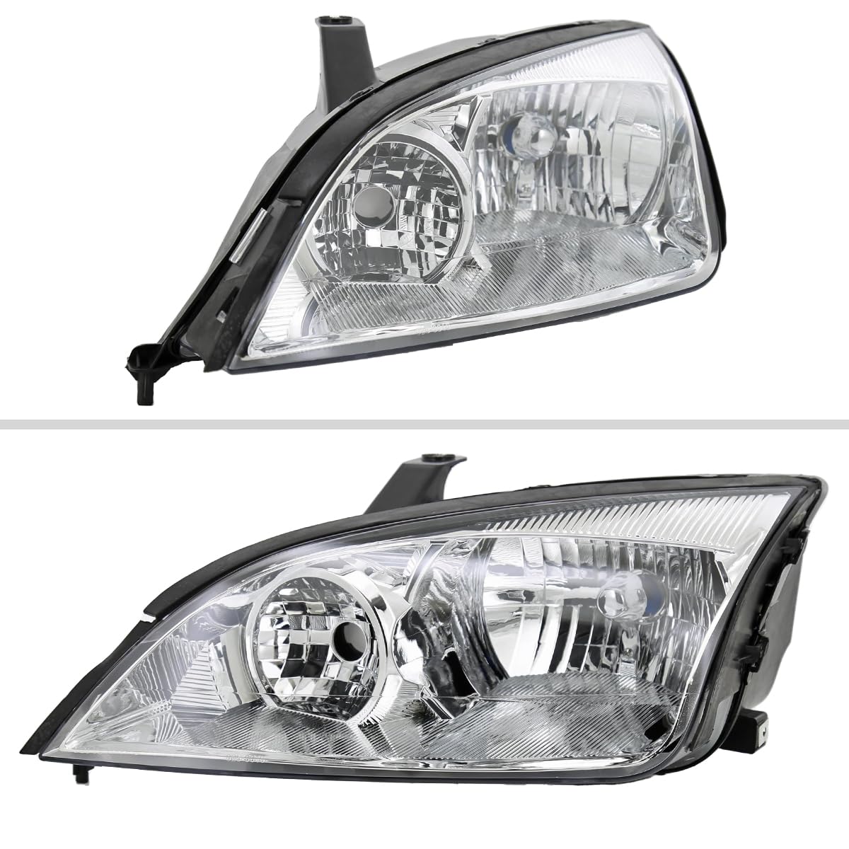 2005-2007 Ford Focus ZX4 ST Replacement Chrome Clear Headlight Assembly Pair - Left & Right Side - Improved Visibility & Style for Night Driving & Car Upgrades