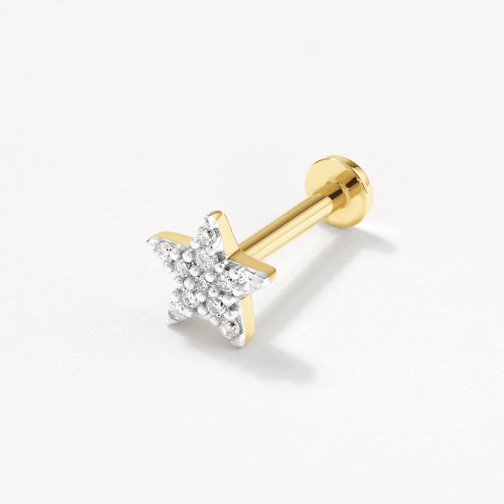 10k Gold Diamond Star Helix Single Stud Earring - Perfect for Everyday Wear, Parties & Special Occasions