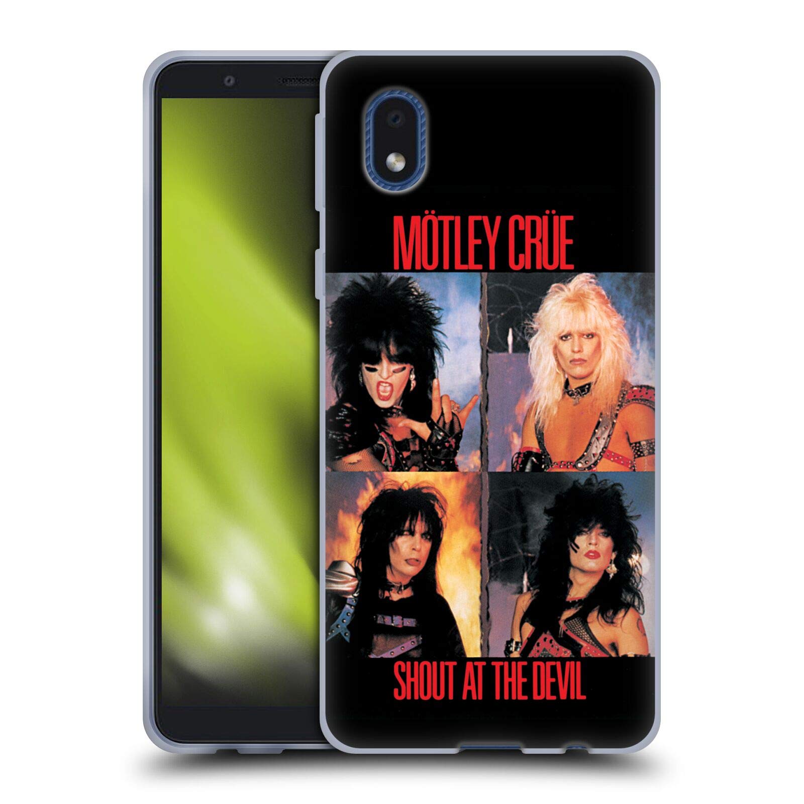 Official Motley Crue Shout at The Devil Album Soft Gel Case for Samsung Galaxy A01 Core (2020) by Head Case Designs - Perfect for Music Lovers and Concert Goers