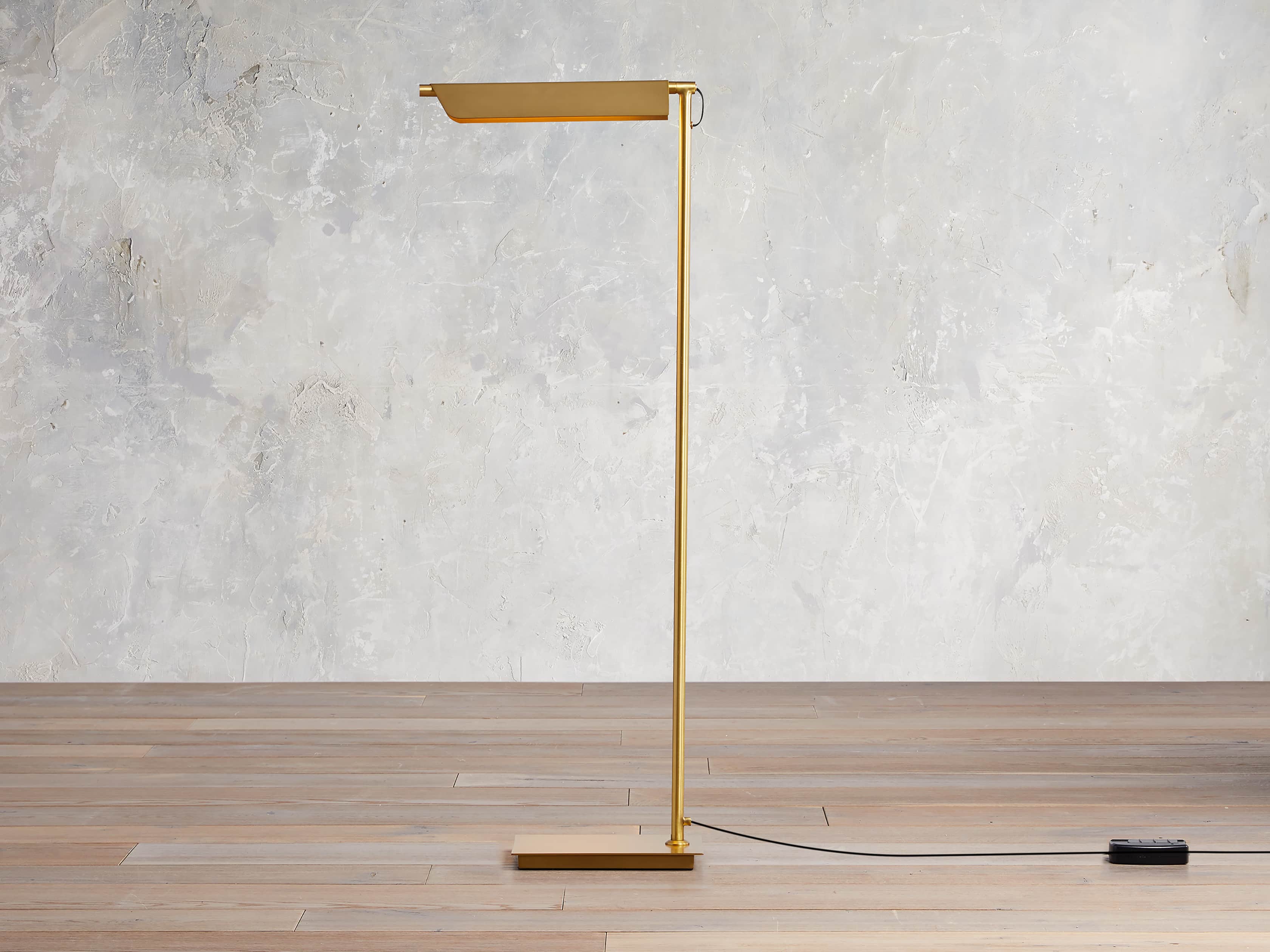 Vintage Brass Floor Lamp with Adjustable Shade - Modern Industrial Lighting for Living Room, Bedroom & Office Decor