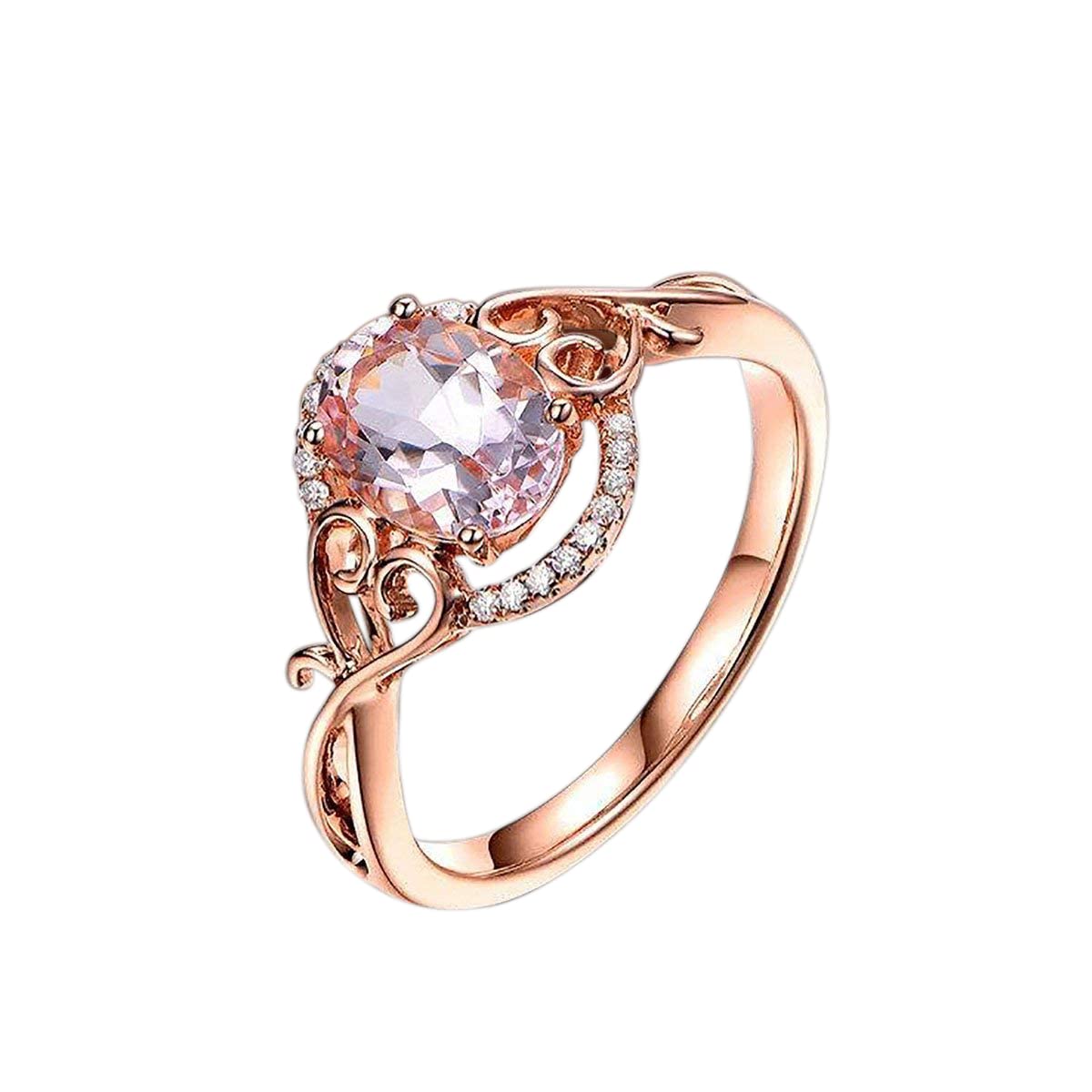 1.25 Carat Oval Cut Morganite & Diamond Engagement Ring - 18k Gold Plated Wedding Band for Women - Perfect for Proposals, Anniversaries & Bridal Jewelry