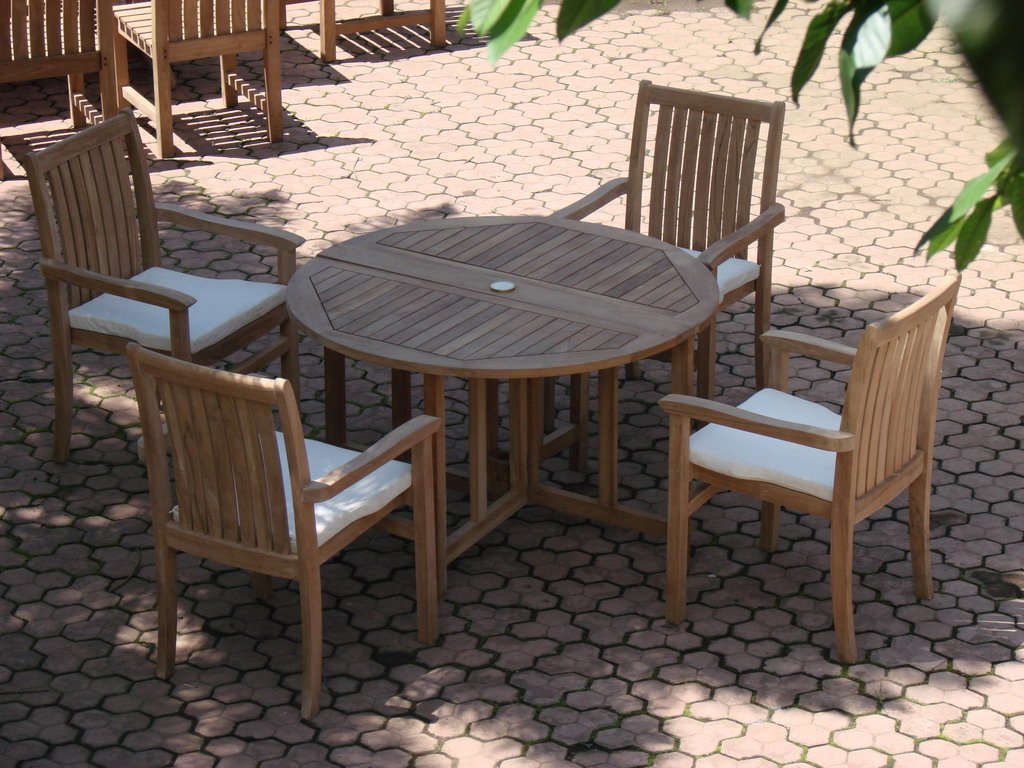 Premium Grade-A Teak Wood 4-Piece Outdoor Dining Set with 48