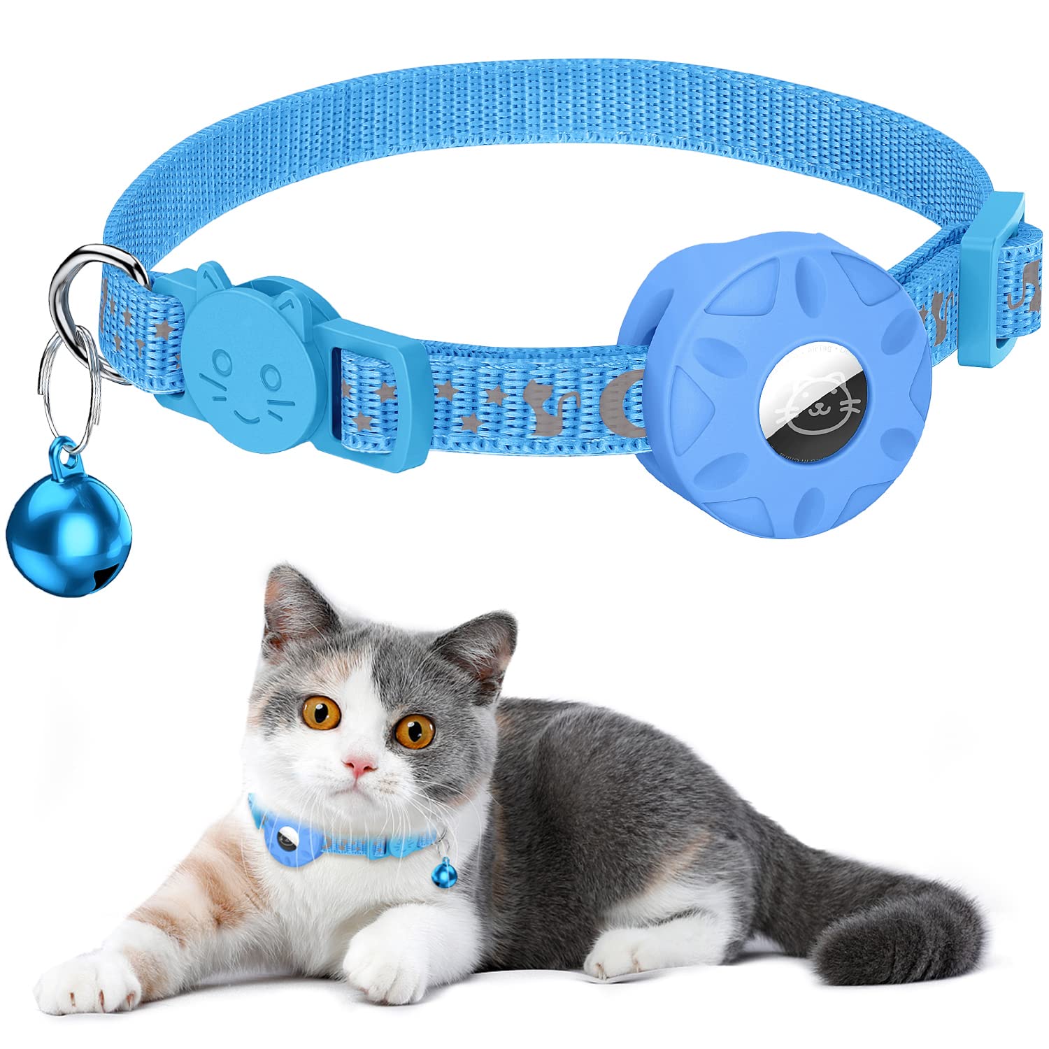 Waterproof Breakaway Cat Collar with AirTag Holder & Bell - 3/8