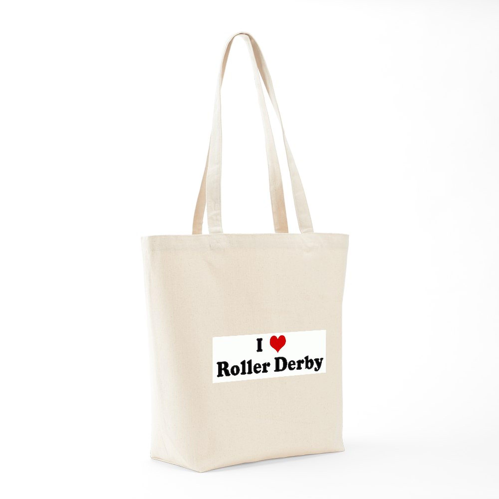 I Love Roller Derby Tote Bag - Natural Canvas Reusable Shopping Bag for Groceries, Beach & Gym | Eco-Friendly Cotton Tote with Reinforced Handles