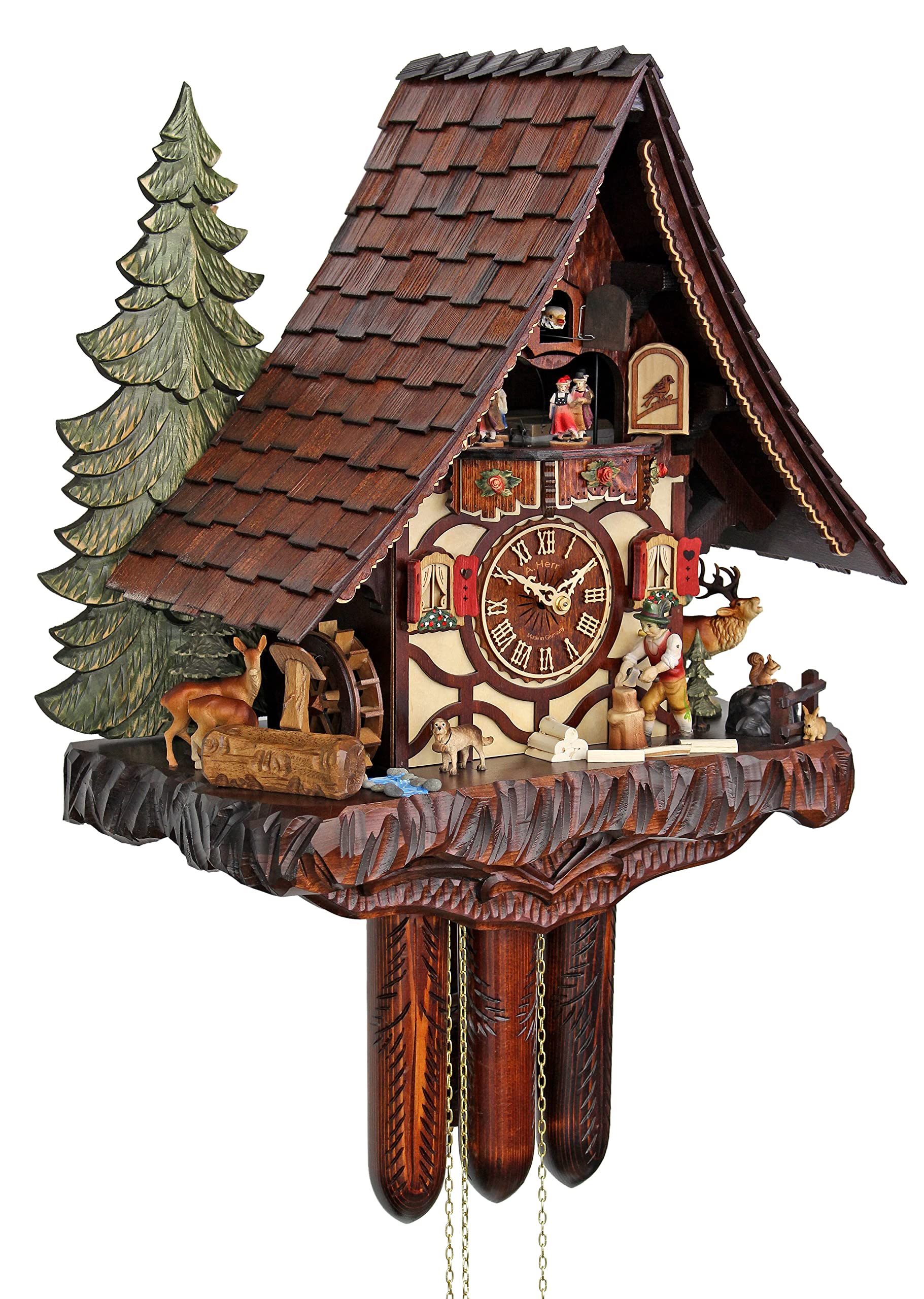 Handcrafted Cuckoo Clock with Woodchopper Hans - Traditional German Black Forest Wall Clock for Home & Office Decor | Perfect for Living Room, Bedroom, or Gift