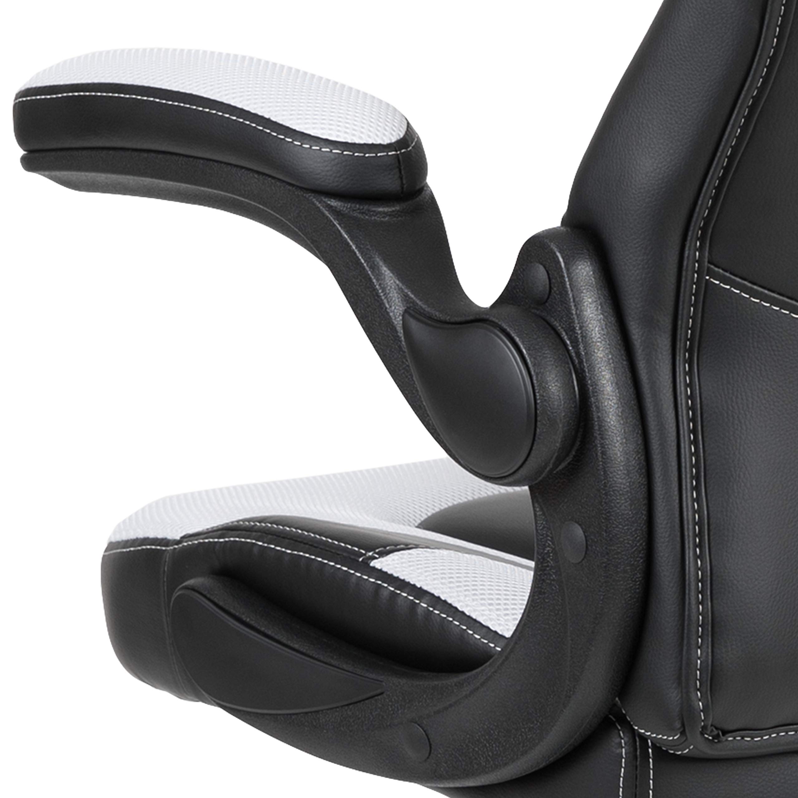 Flash Furniture X10 Ergonomic Gaming Chair - Adjustable Office Chair for PC & Gaming Setup with Lumbar Support, White/Black PU Leather - Perfect for Esports, Streaming & Long Work Sessions
