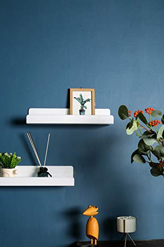 IEEK 15 Inch White Acrylic Floating Wall Shelf - Set of 4 | Modern Wall Mounted Bookshelf for Nursery, Kids Room, Office & Bathroom | 5MM Thick Display Organizer for Books, Decor & Storage | Perfect for Home Organization & Stylish Space Saving Solutions