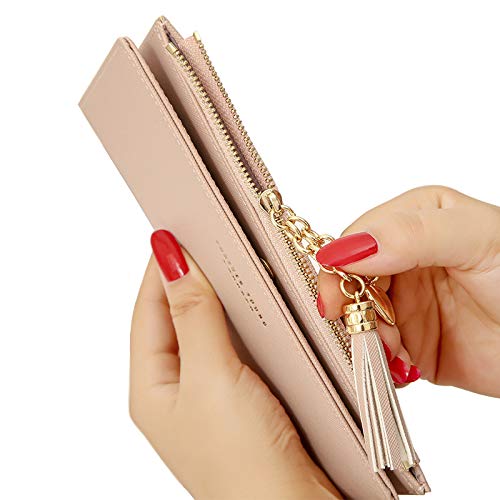 RFID Blocking Leather Wallet for Women - Slim Phone Clutch with Zipper Pocket & Credit Card Holder | Travel, Everyday Use & Gift for Ladies