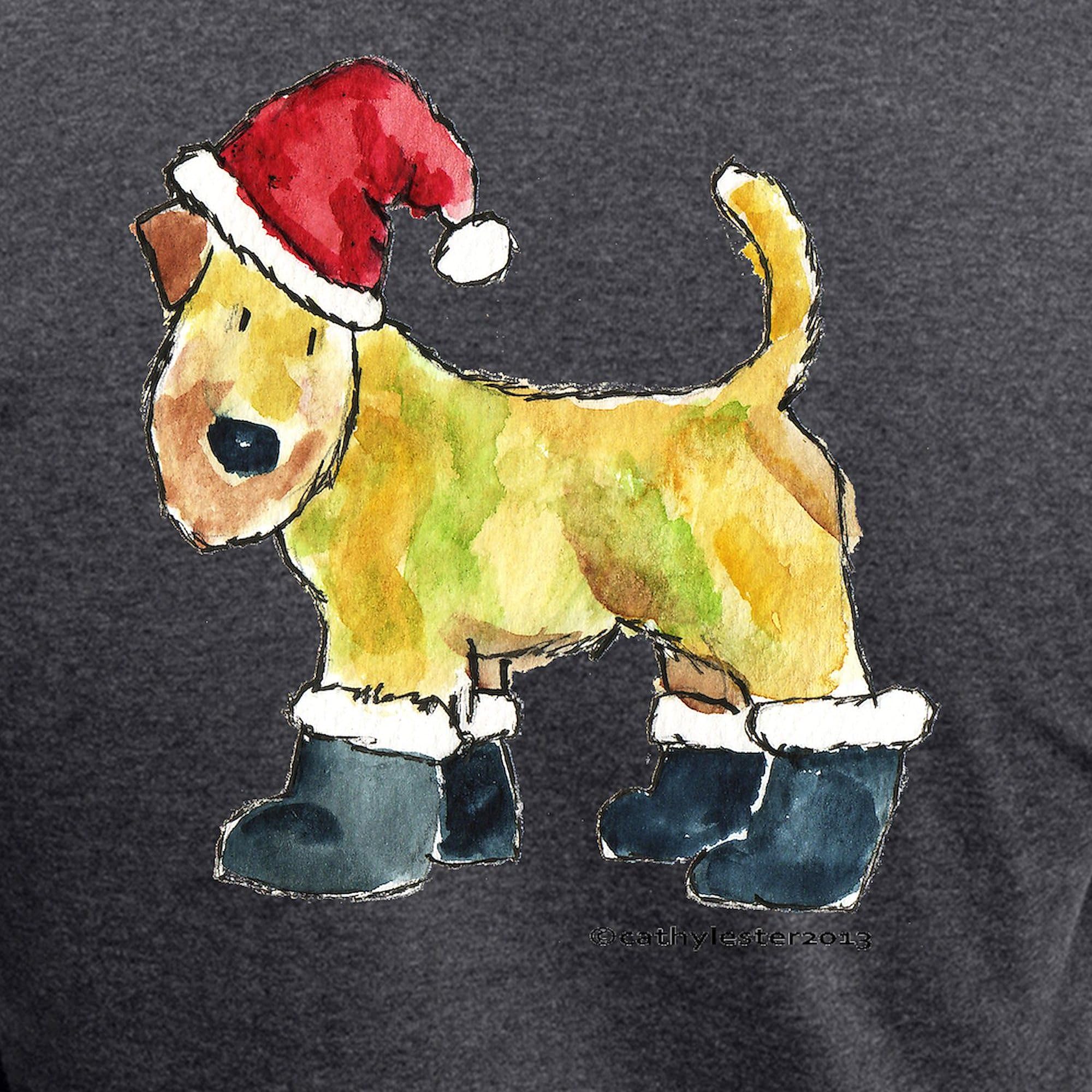 Wheaten Terrier Playing Santa Women's Charcoal Pajama Set - Cozy Christmas Novelty Sleepwear for Holiday Parties & Family Gatherings
