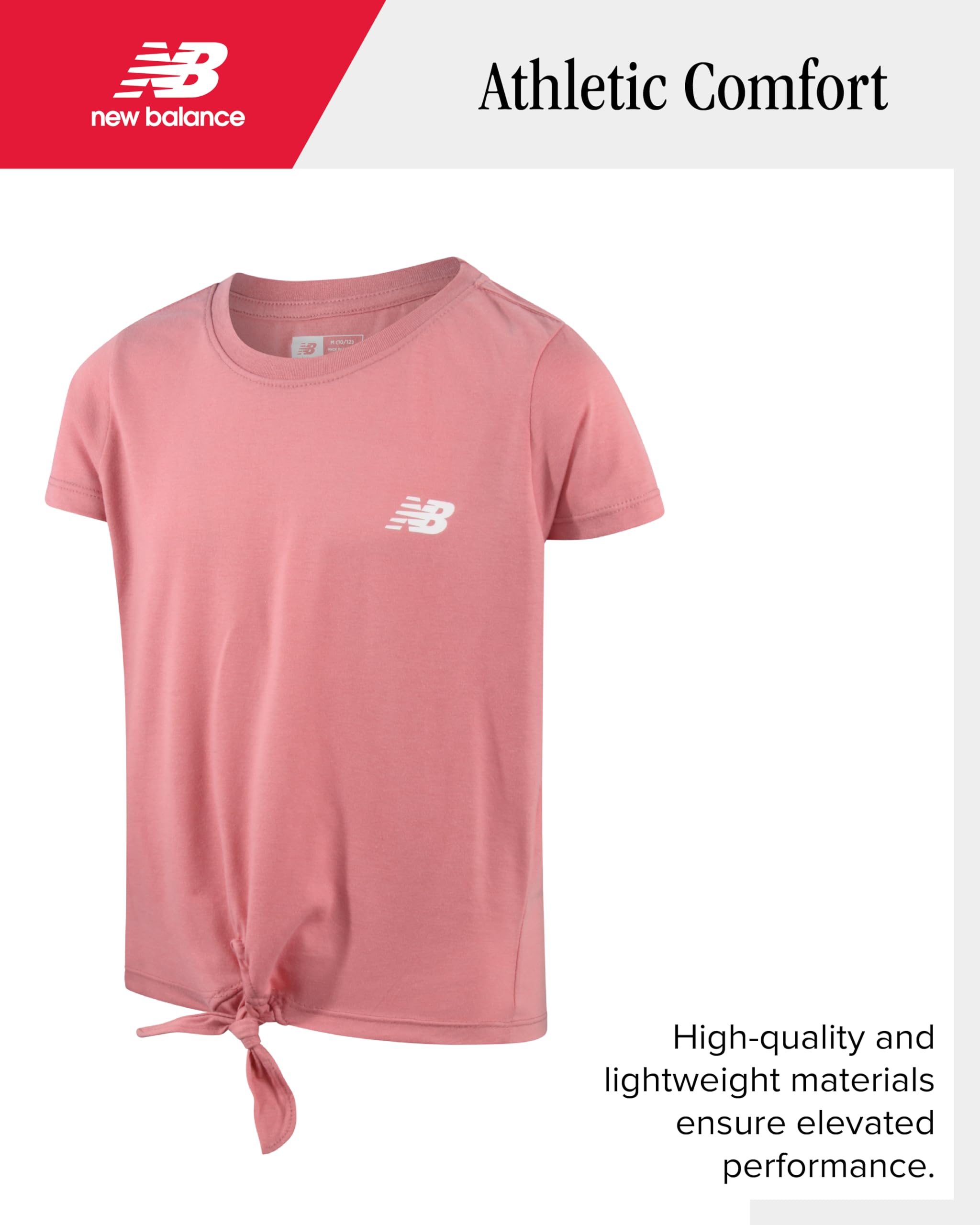New Balance Girls' Jogger Set - Short Sleeve Performance T-Shirt & Sweatpants Outfit (Size 7-16) | Athletic Wear for Running, Gym & Casual Play