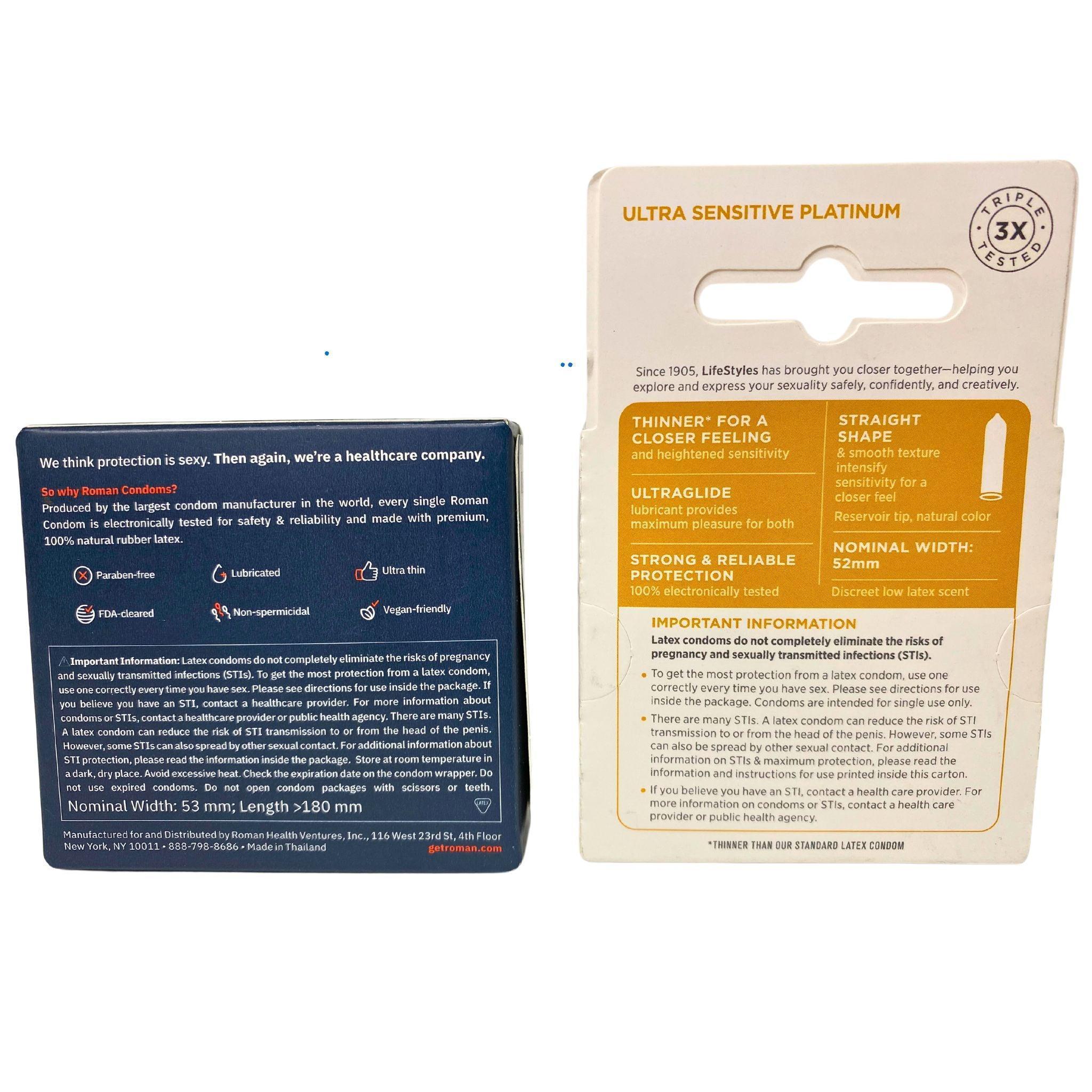 Lifestyles Ultra Sensitive Platinum Natural Rubber Latex Condoms - 85 Pack | Triple Tested for Safety & Comfort | Perfect for Couples & Sensitive Skin | Premium Protection for Intimate Moments