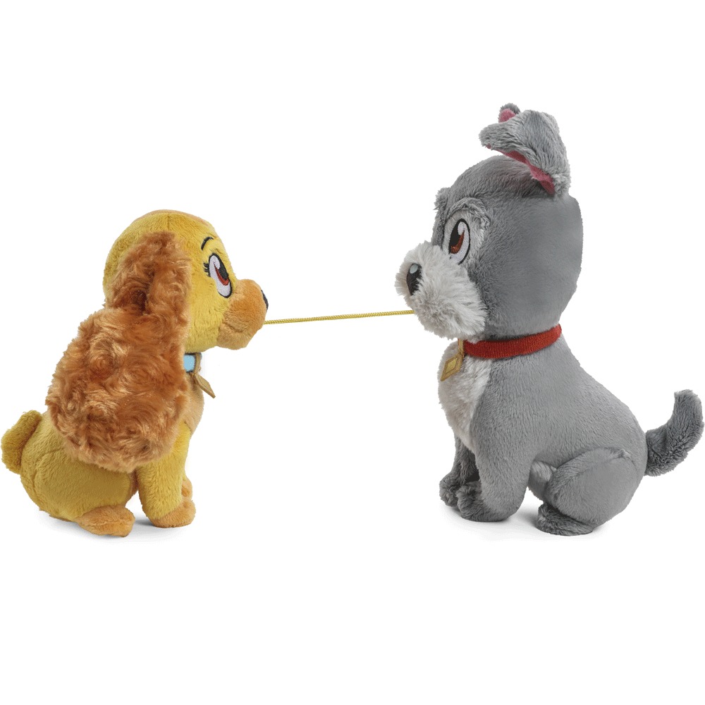 Disney Lady and the Tramp Spaghetti Kiss Interactive Plush Toy Set - Cute Animated Movie Collectible for Kids & Adults - Perfect for Gifts, Birthday Parties, and Disney Fans Collection