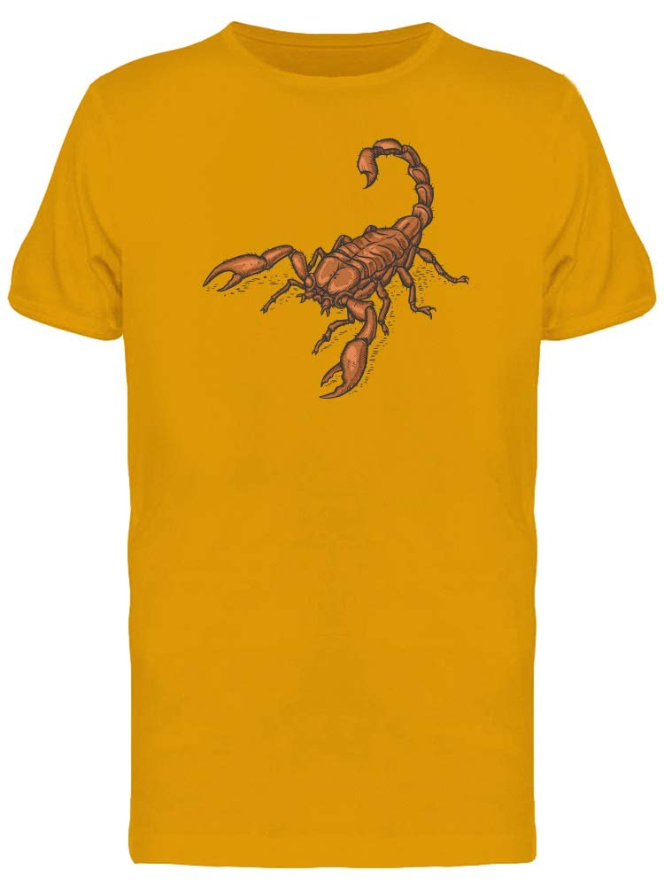 Hand Drawn Scorpion Sketch T-Shirt for Men - Premium Gold Graphic Tee | Casual Streetwear & Rock Music Style
