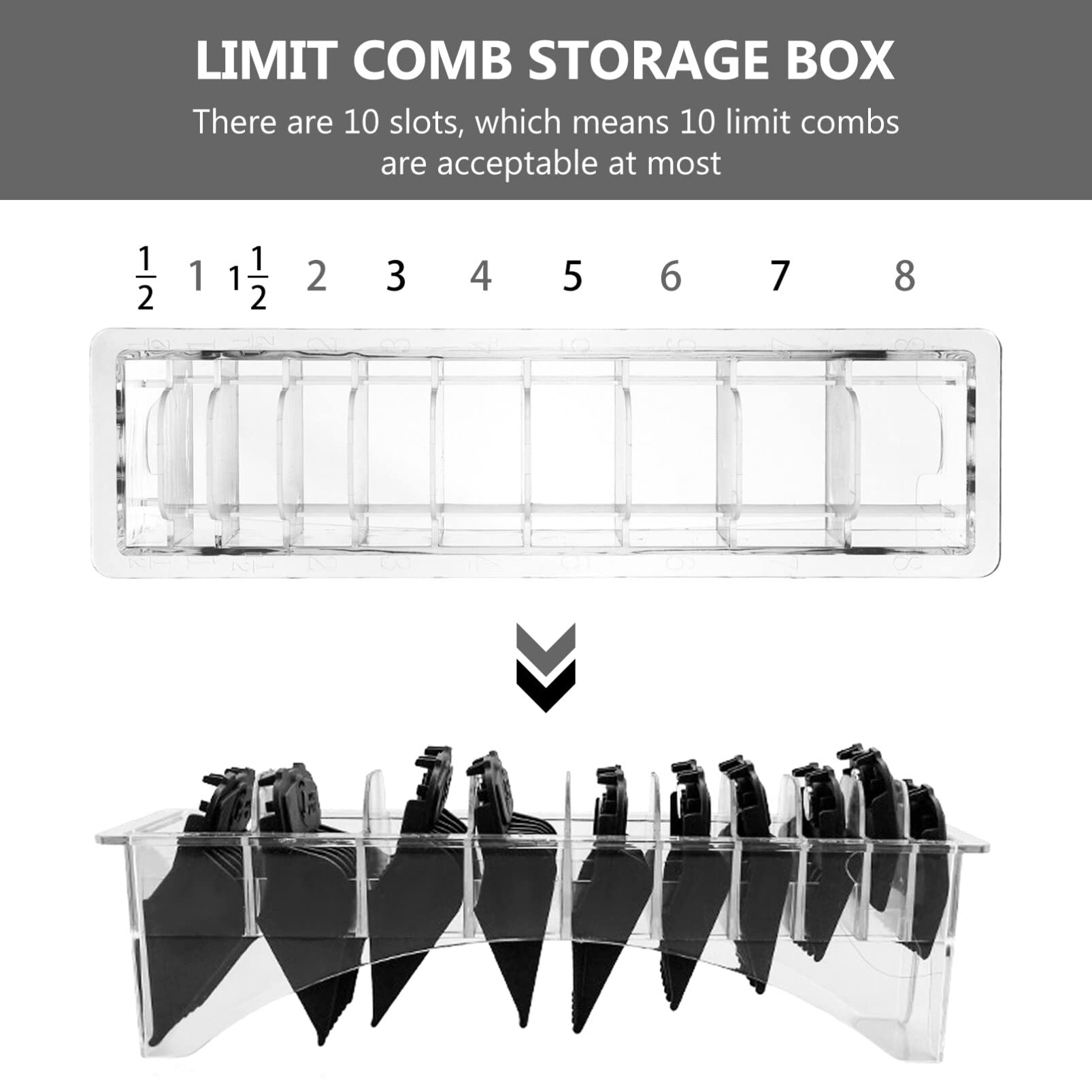 FOMIYES Barber Shop Storage Organizer Box - Professional Comb, Clipper & Guard Holder Case for Salon & Home Use - Perfect for Electric Clippers Organization & Travel