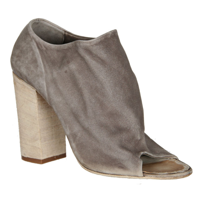 Peep Toe Block Heel Mule Boots in Taupe - Comfortable & Stylish Women's Shoes for Office, Party & Casual Wear