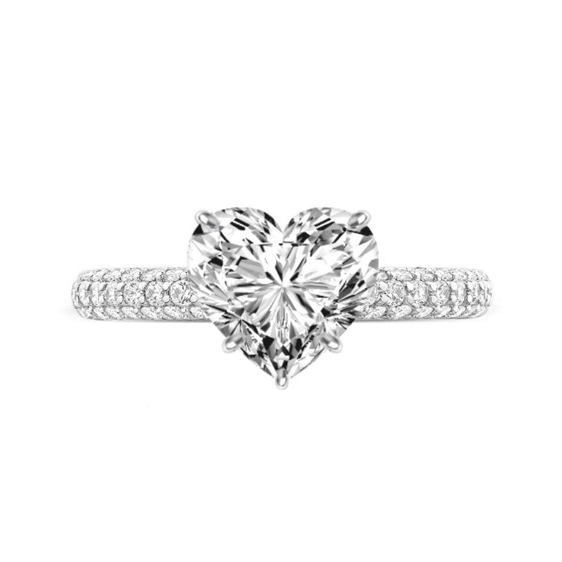 4CT Heart Cut Colorless Moissanite Engagement Ring Set - Vintage Wedding Bridal Ring, Anniversary Solitaire Halo Promise Ring in Gold/Silver - Perfect for Proposals, Weddings & Romantic Gifts - Siyaa Gems