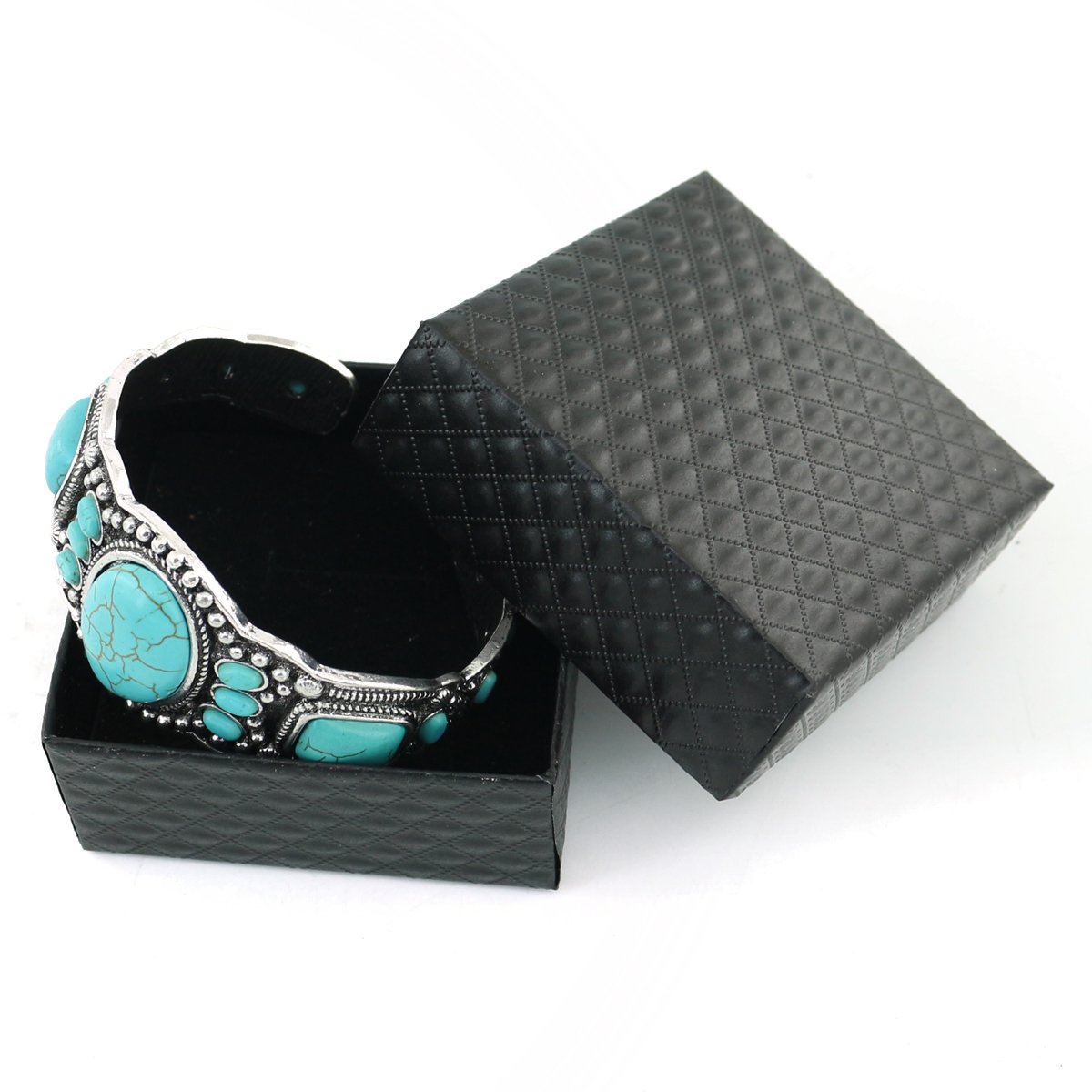 Antique Silver-Plated Heart Turquoise Bracelet for Women - Boho Fashion Jewelry Cuff Bangle - Perfect for Casual Wear, Parties & Gift Giving