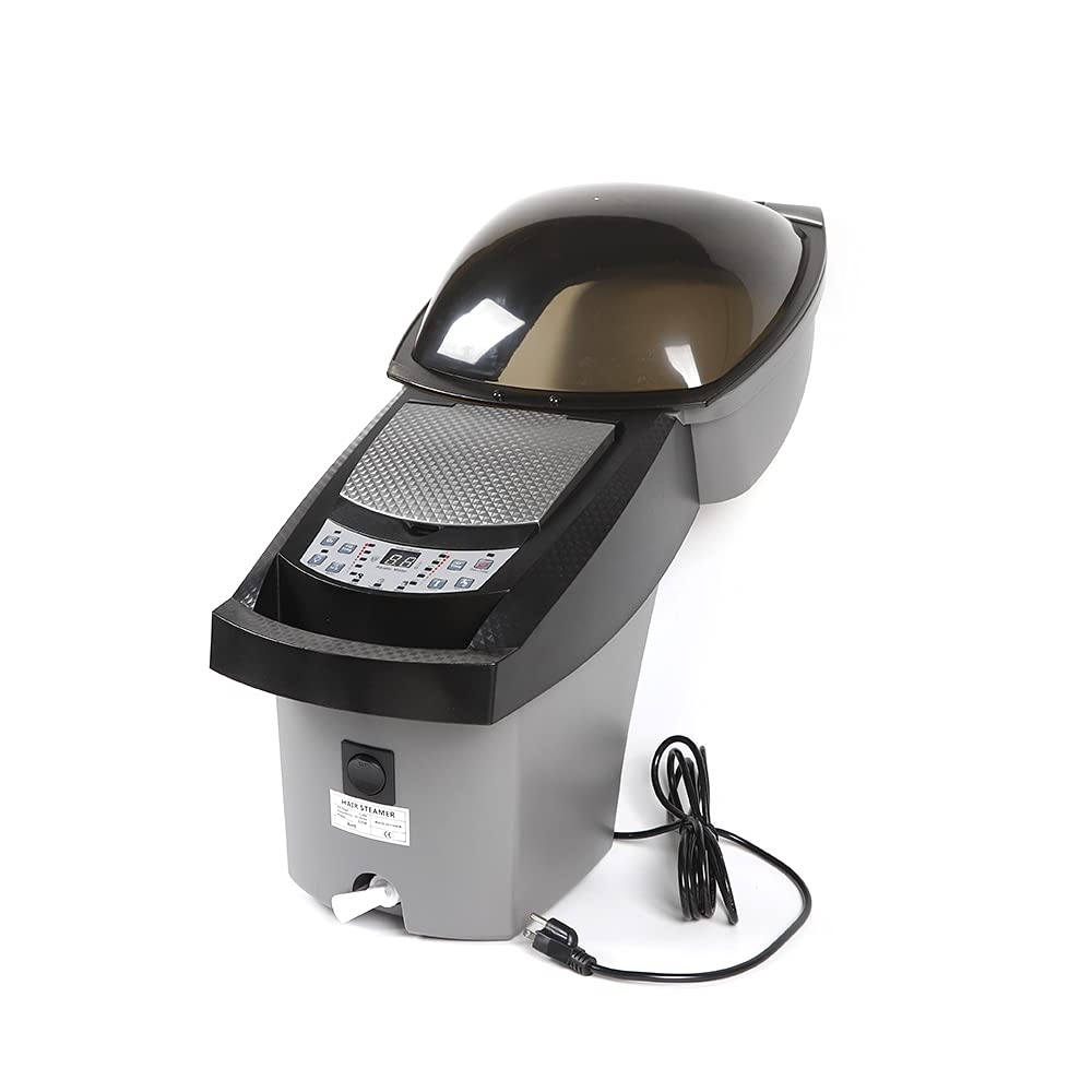 Professional Hair Steamer with Ozone & LCD Display - 110V 700W Salon-Grade Hair Styling Machine for Hair Dye, Deep Conditioning & Oil Treatment - Ideal for Home Salon, Hair Care SPA & Professional Stylists (Black, US Stock)