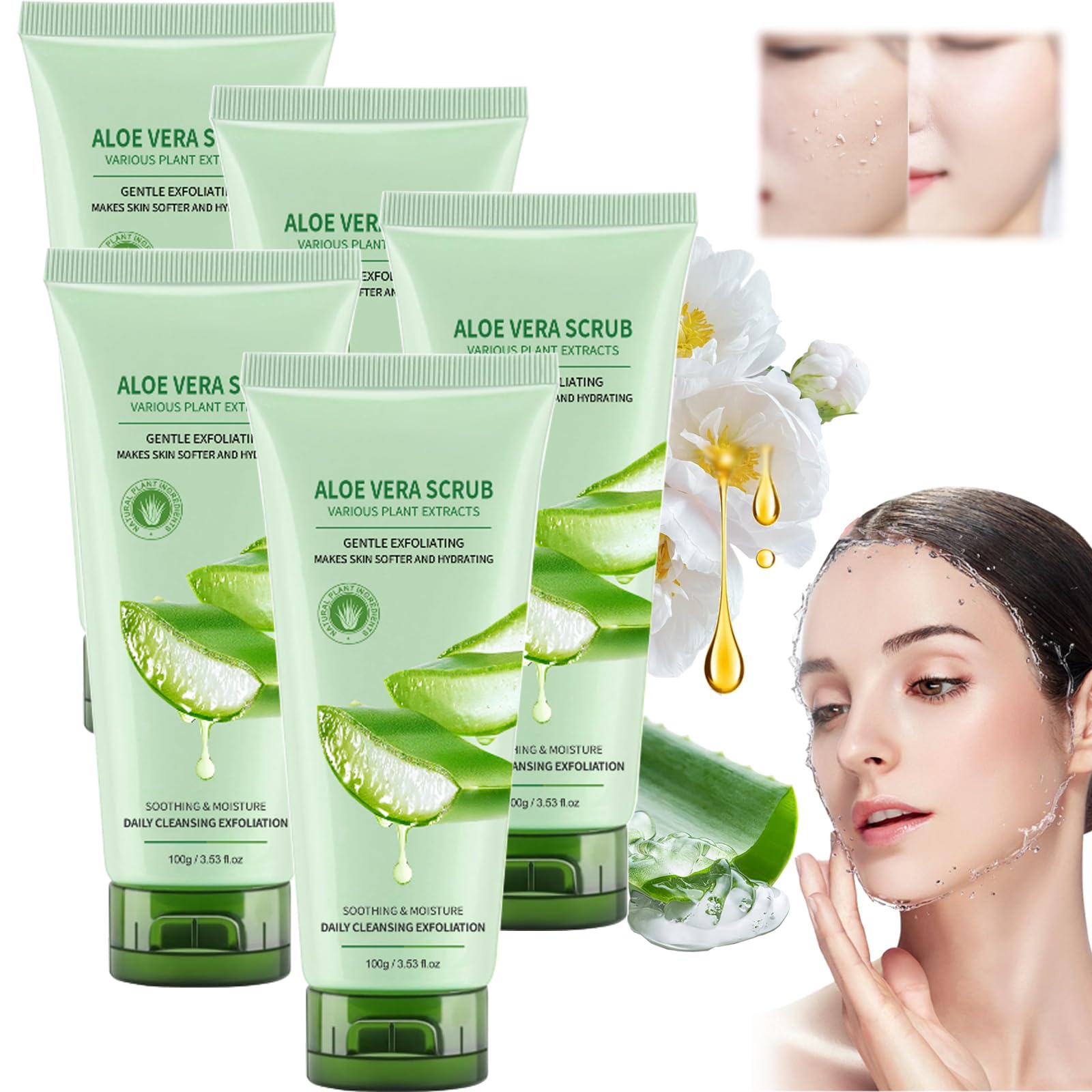 **Aloe Vera Exfoliating Cleansing Gel for Face & Body – Gentle Deep Cleansing & Nourishing Skin Scrub – 2PCS – Perfect for Daily Skincare & Spa Days**