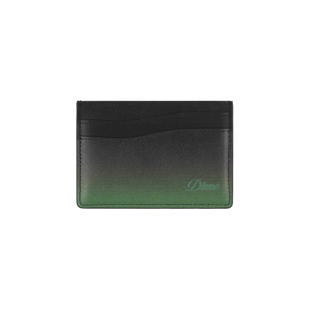 Dime Cursive Gradient Slim Card Holder Wallet for Men & Women - Minimalist RFID Blocking Green Leather Wallet for Credit Cards & Cash - Perfect for Travel, Business & Everyday Use