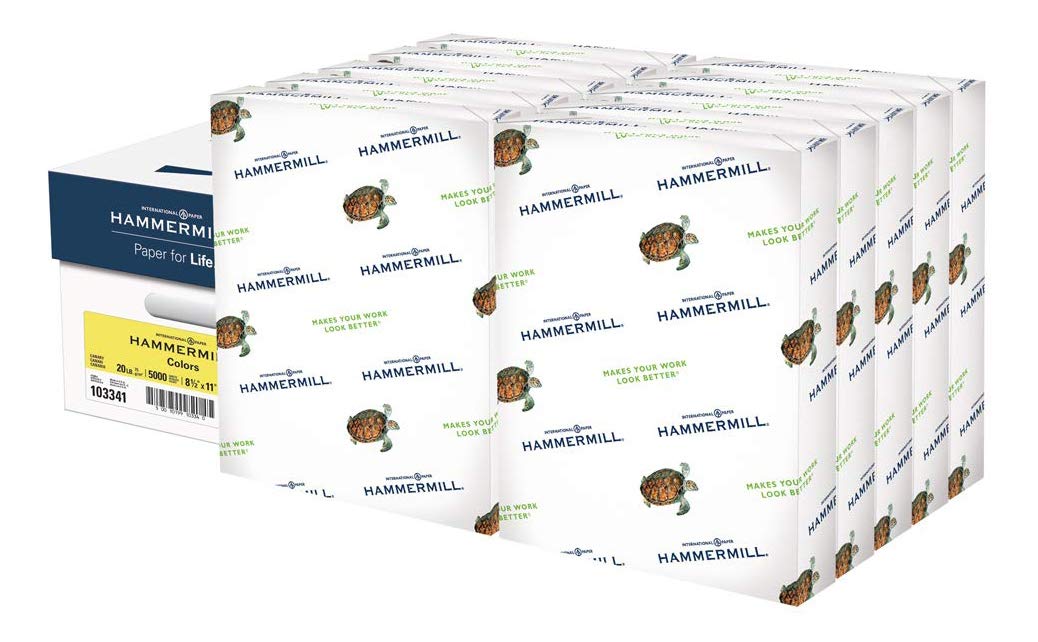 Hammermill 20 lb Canary Colored Printer Paper, 8.5 x 11 Inches - 10 Reams (5,000 Sheets) Pastel Paper for Office, School & Crafting - Made in USA, Item 103341C