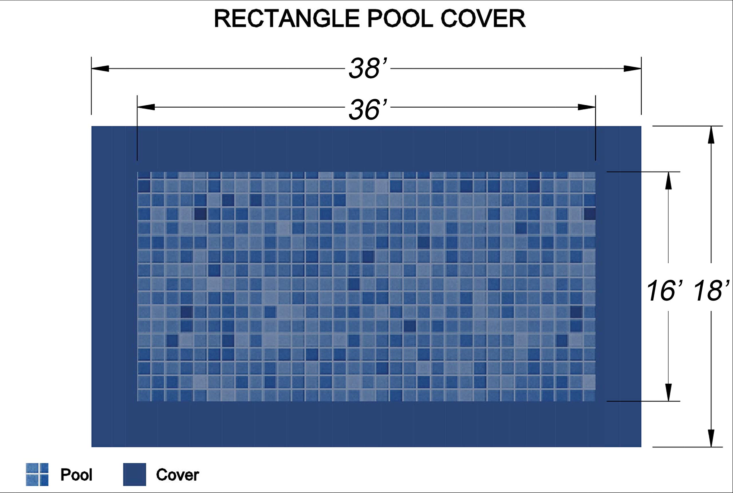 Loop-Loc 16x36 Rectangle Super Dense II Mesh Blue Safety Swimming Pool Cover | Heavy-Duty Mesh Pool Cover for In-Ground Pools | Perfect for Winter Protection & Child Safety