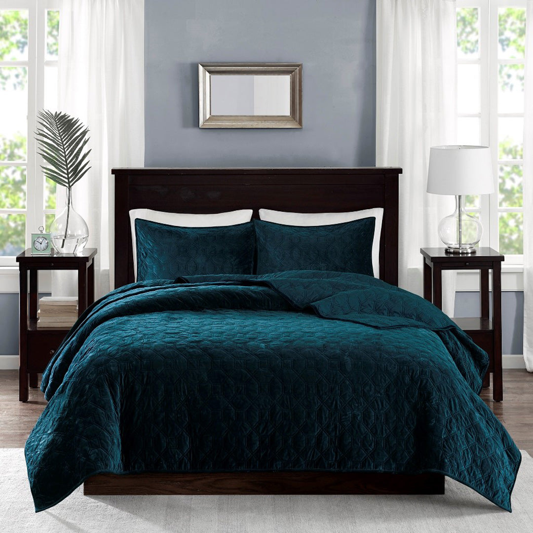 Harper Teal Queen Size Coverlet Set - Soft Lightweight Bedspread for All Seasons | Perfect for Guest Rooms, Master Bedrooms & Cozy Home Decor