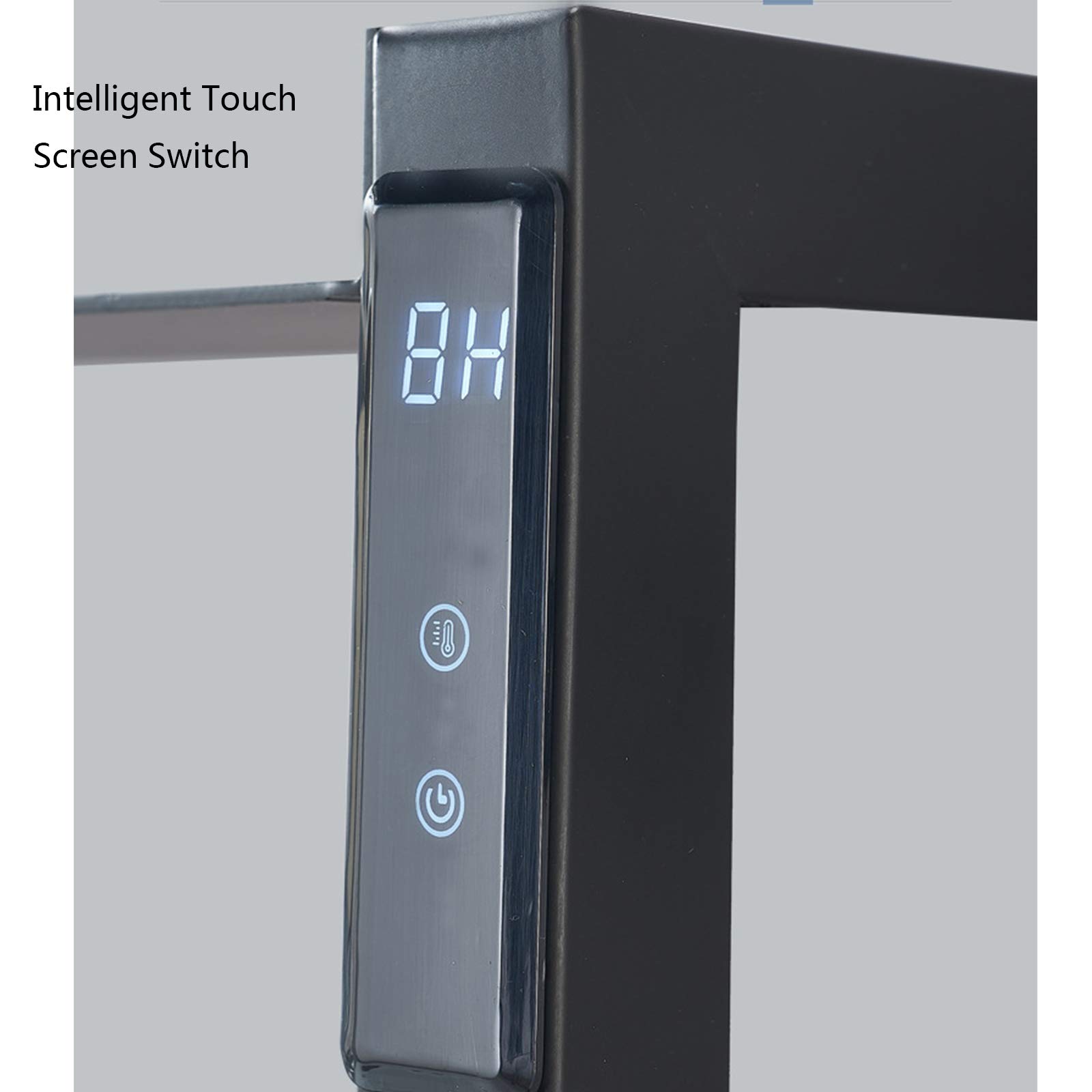 Energy Efficient 80W Carbon Fiber Electric Heated Towel Rack with Top Shelf - Matte Black 304 Stainless Steel Wall-Mounted Towel Warmer with Timer | Perfect for Bathrooms, Spas & Luxury Home Heating | Plug-in Design for Easy Installation