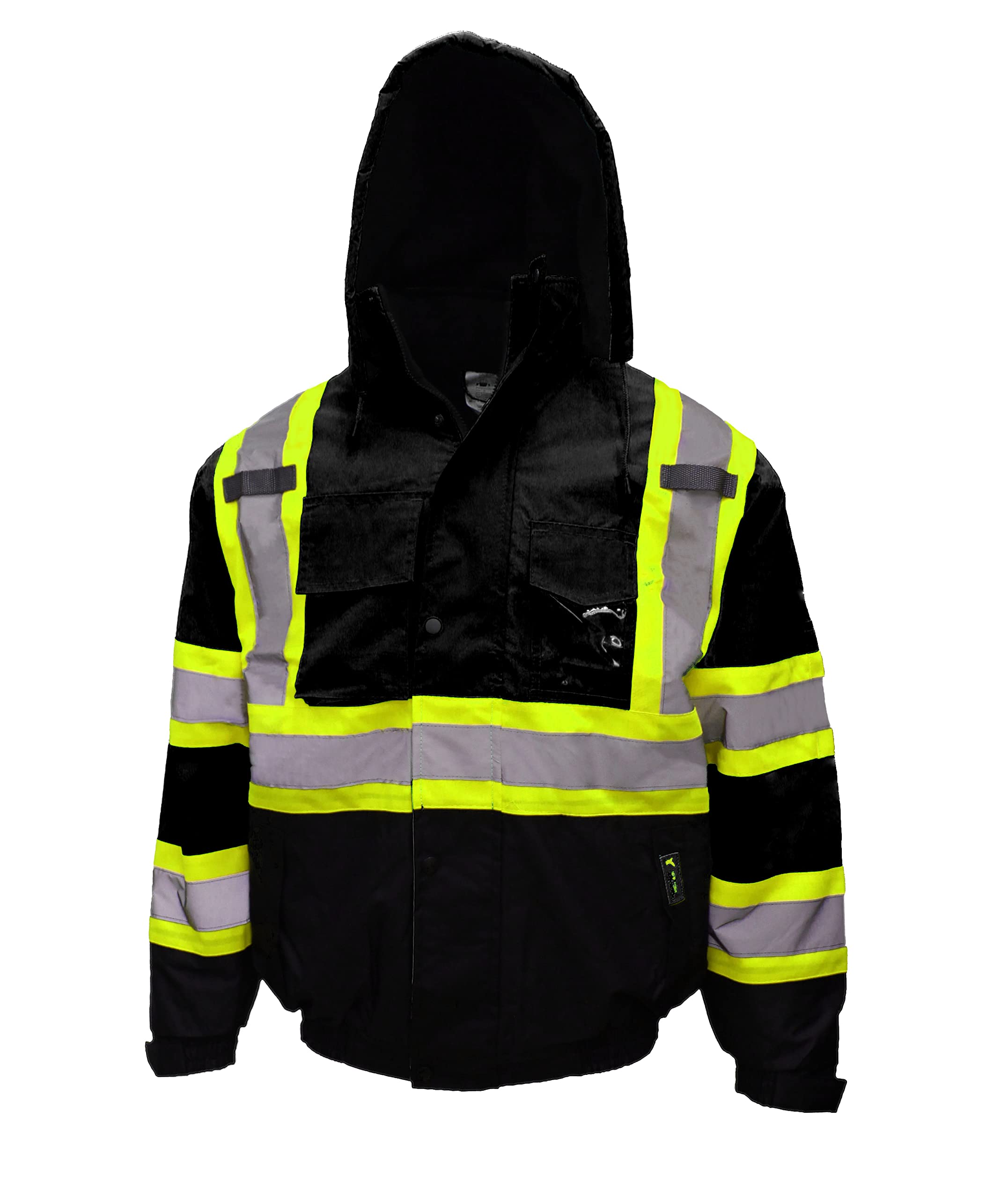 RK SAFETY WJ9013 Black Winter Safety Jackets - Durable, Warm, and Reflective for Outdoor Work and Winter Sports