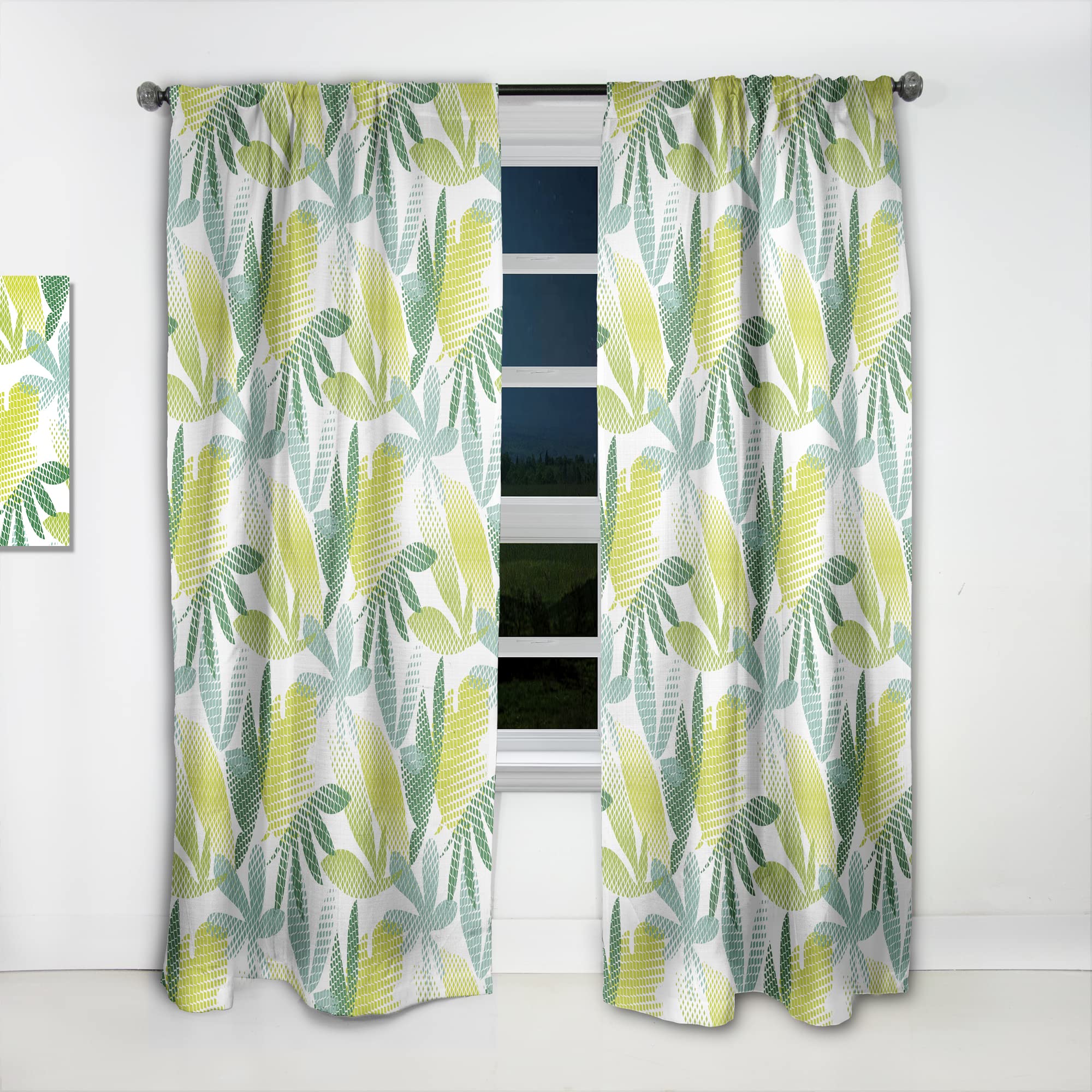 DesignQ Thermal Insulated Curtains 'Tropical Botanicals III' - 52x90 Inch Single Panel Blackout Drapes for Bedroom & Living Room - Perfect for Privacy, Light Control & Energy Savings