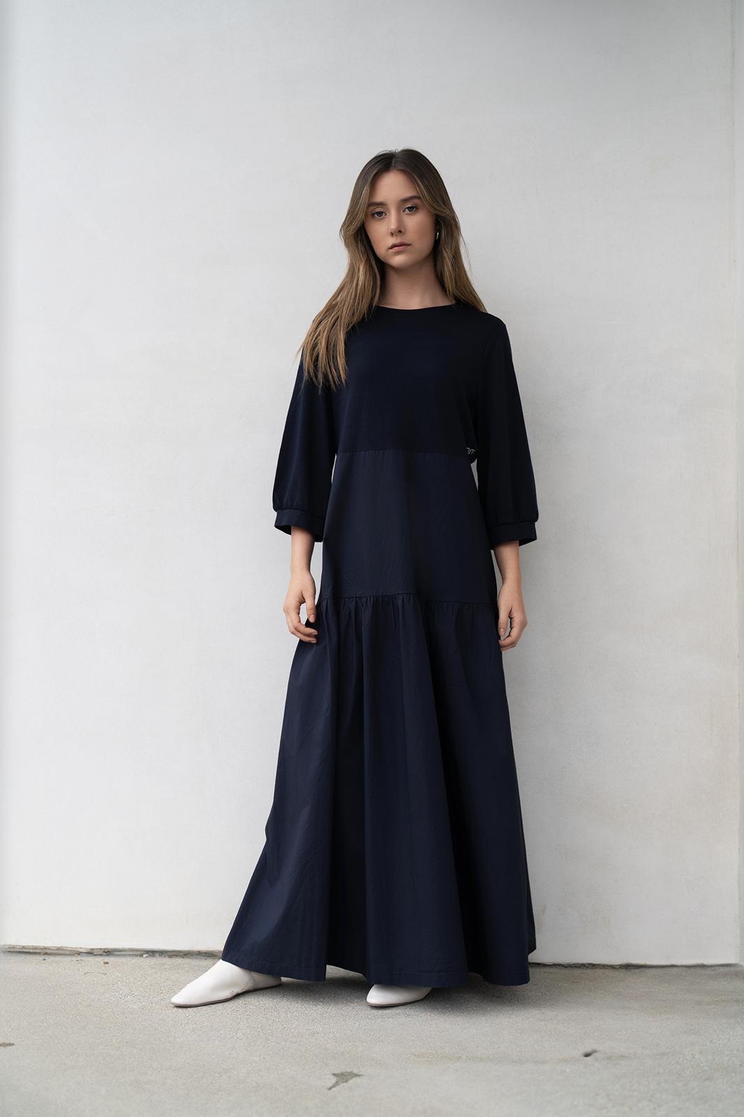 Elegant Navy Blue Waisted Maxi Dress for Women - Perfect for Weddings, Parties & Summer Vacations