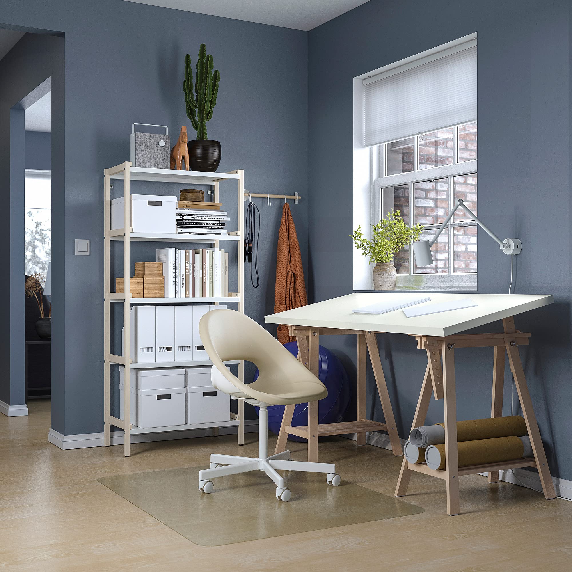 LAGKAPTEN/MITTBACK White Birch Computer Desk 55