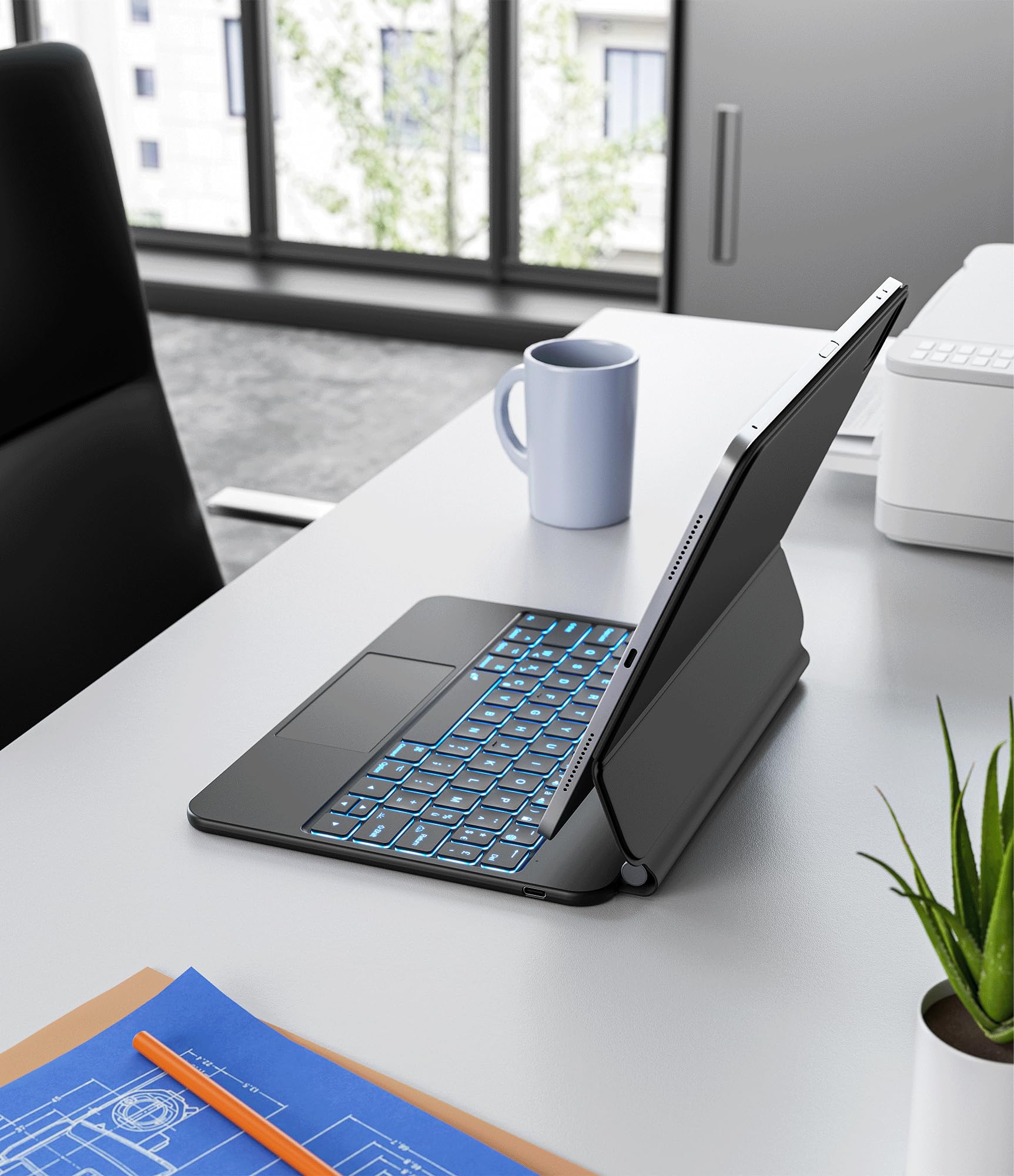 Earto Magnetic Floating Keyboard for iPad Air 11 (2024) & iPad Pro 11 - 7-Color Backlit Touchpad | Magic Style Design | Perfect for Work, Travel & Creative Projects (Black)