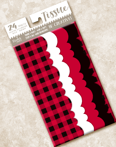 Buffalo Plaid Scalloped Edge Tissue Paper - 50 Sheets for Gift Wrapping, Party Decorations & Craft Projects - Christmas, Birthday, Wedding DIY Supplies