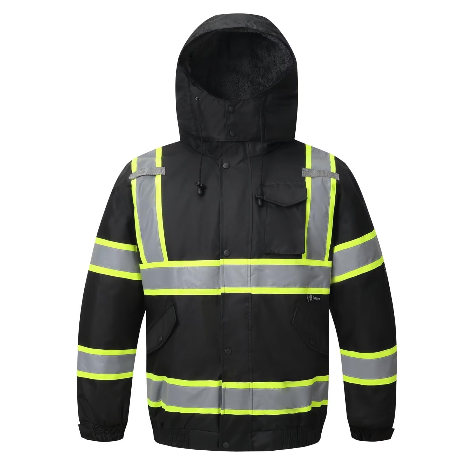High Visibility Reflective Safety Hoodie for Men & Women - Insulated Zipper Jacket for Construction Work, Outdoor Activities & Night Running