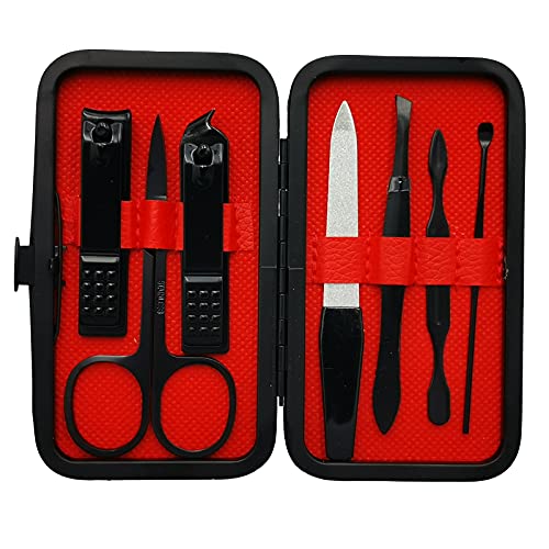 Professional 7-Piece Manicure & Pedicure Set for Men & Women - Nail Care Kit with Files, Clippers & Travel Case | Portable Grooming Tools for Home, Salon & Travel Use