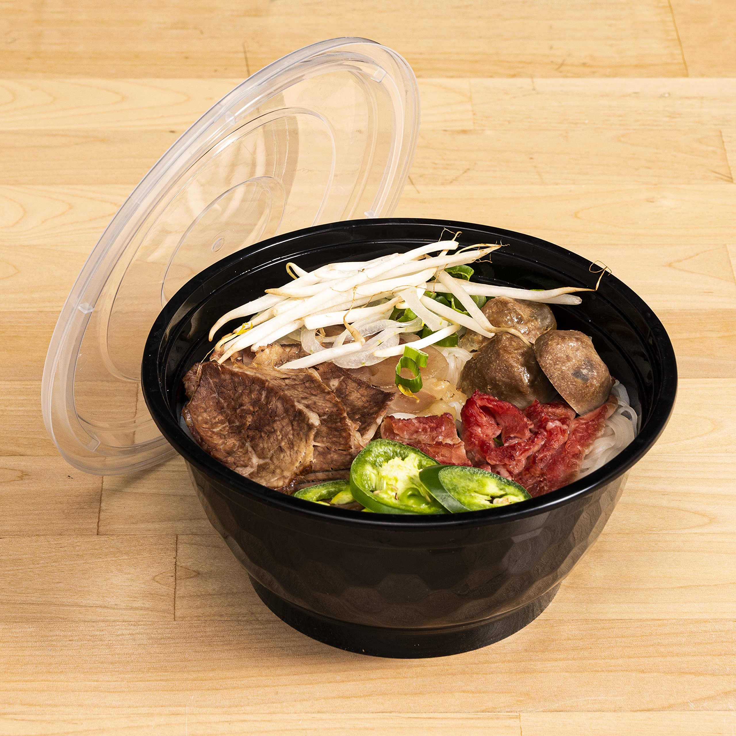 TIYA 50 oz Takeout Food Containers Bulk 120 Pack with Lids - Reusable Microwavable Plastic Bowls for Meal Prep, Soups & Leftovers - BPA-Free, Leak-Proof, Dishwasher Safe - Perfect for Restaurants, Catering & Home Storage