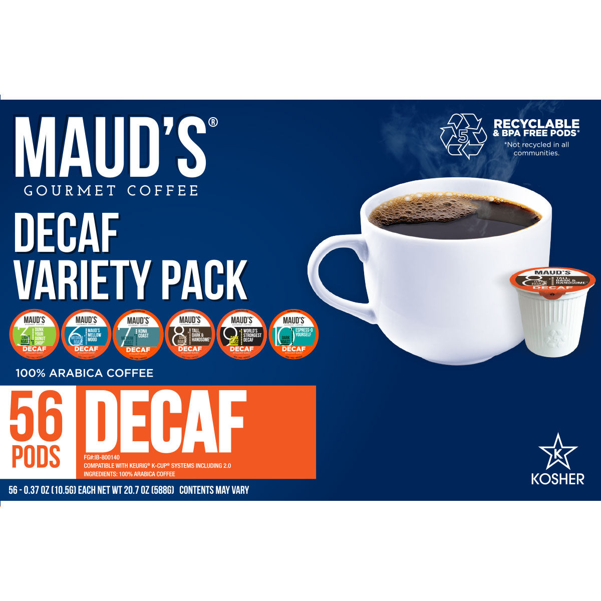 Premium Decaf Coffee Pods Variety Pack - 6 Delicious Blends | Compatible with Keurig 2.0 | Perfect for Offices, Homes & Gifting