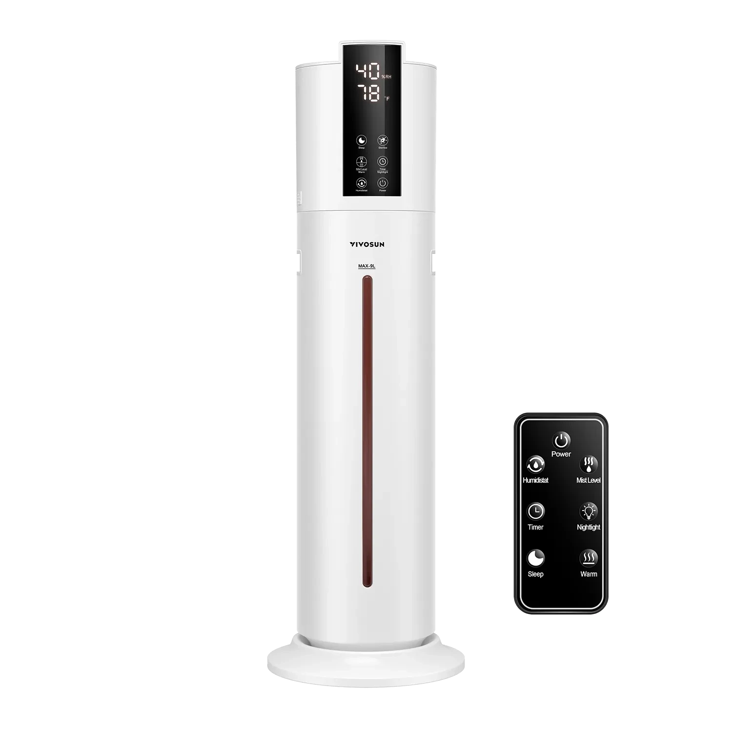 VIVOSUN 9L 2-in-1 Top Fill Cool & Warm Mist Humidifier for Home, Bedroom, Office - Quiet Ultrasonic Air Humidifier with Essential Oil Diffuser for Dry Air Relief