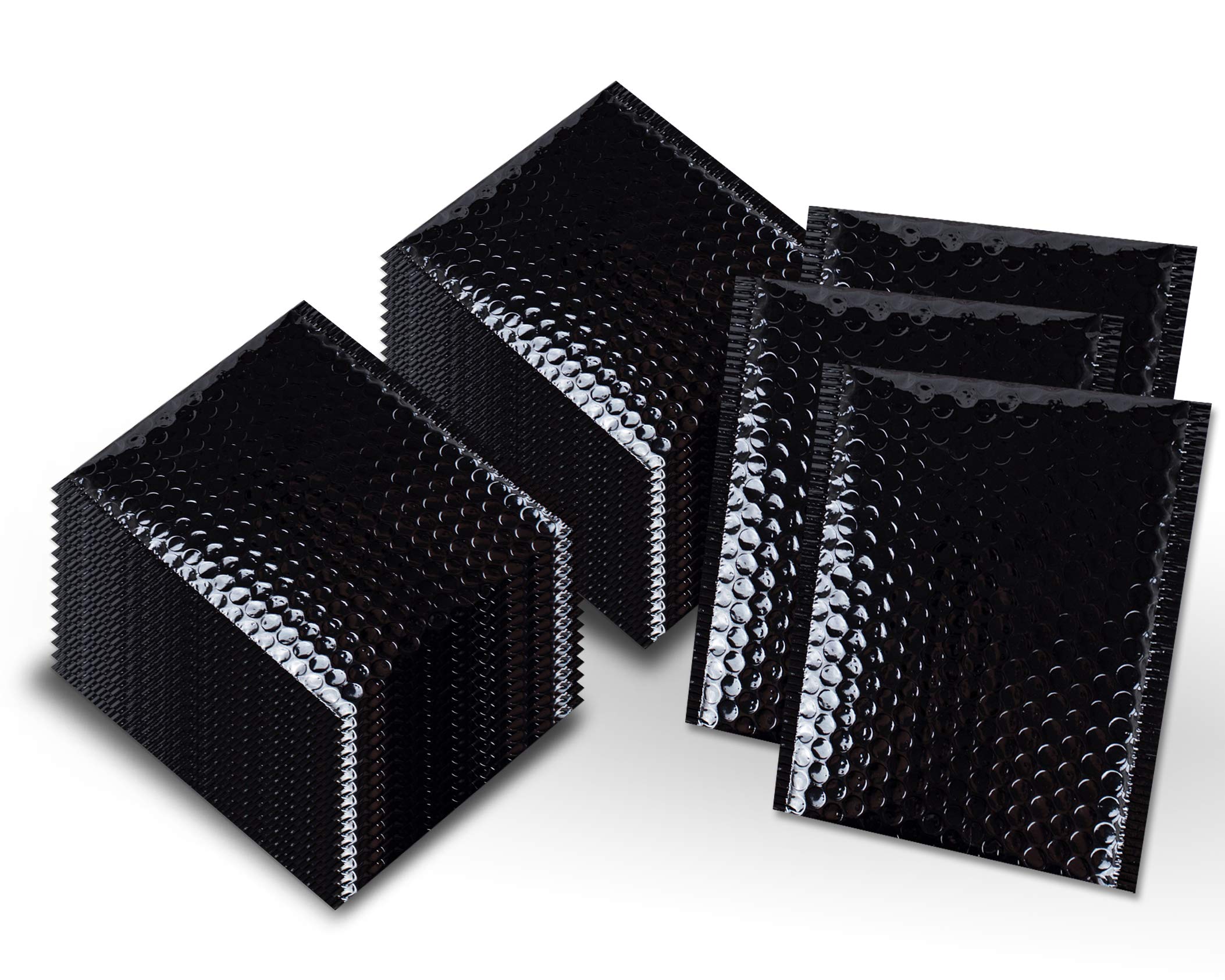 Amiff 175 Pack 8.5 x 11 Inch Bubble Mailers - Glossy Black Padded Envelopes with Peel & Seal, Metallic Foil for Secure Shipping | Perfect for Ecommerce, Mailing Documents, Jewelry & Small Items Packaging