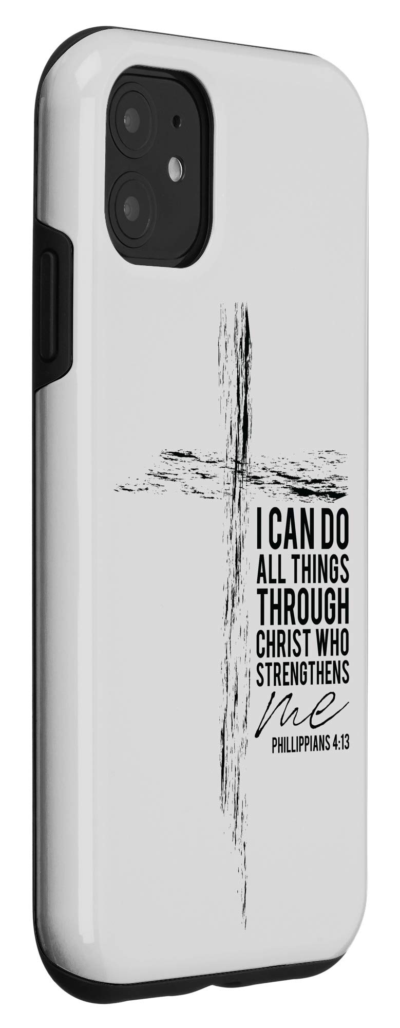 iPhone 11 Cross Phone Case for Men with Bible Verse Philippians 4:13 - Durable Protective Cover for Christian Faith, Daily Use & Gift Giving