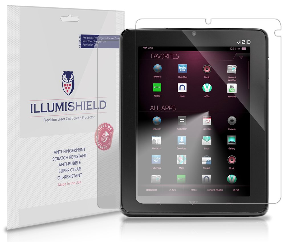 iLLumiShield HD Clear Screen Protector for Vizio 8-Inch Tablet (2-Pack) - Anti-Bubble, Anti-Fingerprint PET Film - Front & Back Protection for Work, School & Entertainment