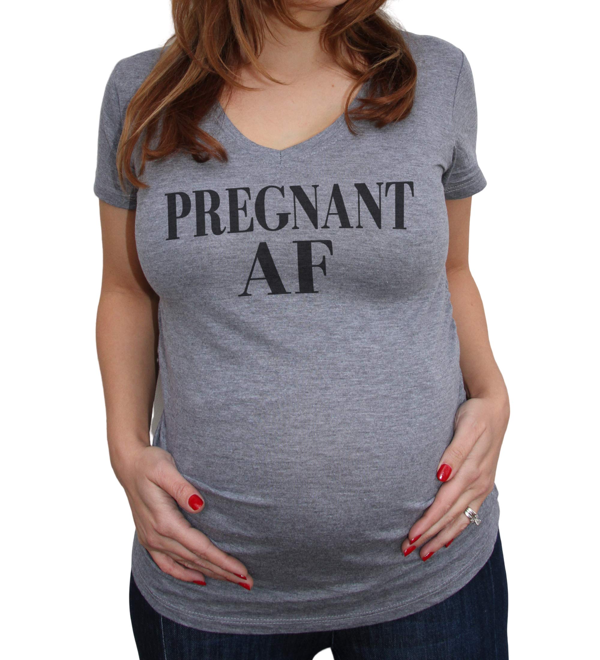 Pregnancy Announcement Shirts for Women - Funny Maternity T-Shirts 'Pregnant AF' - Perfect for Baby Reveal, Gender Reveal & Maternity Photos