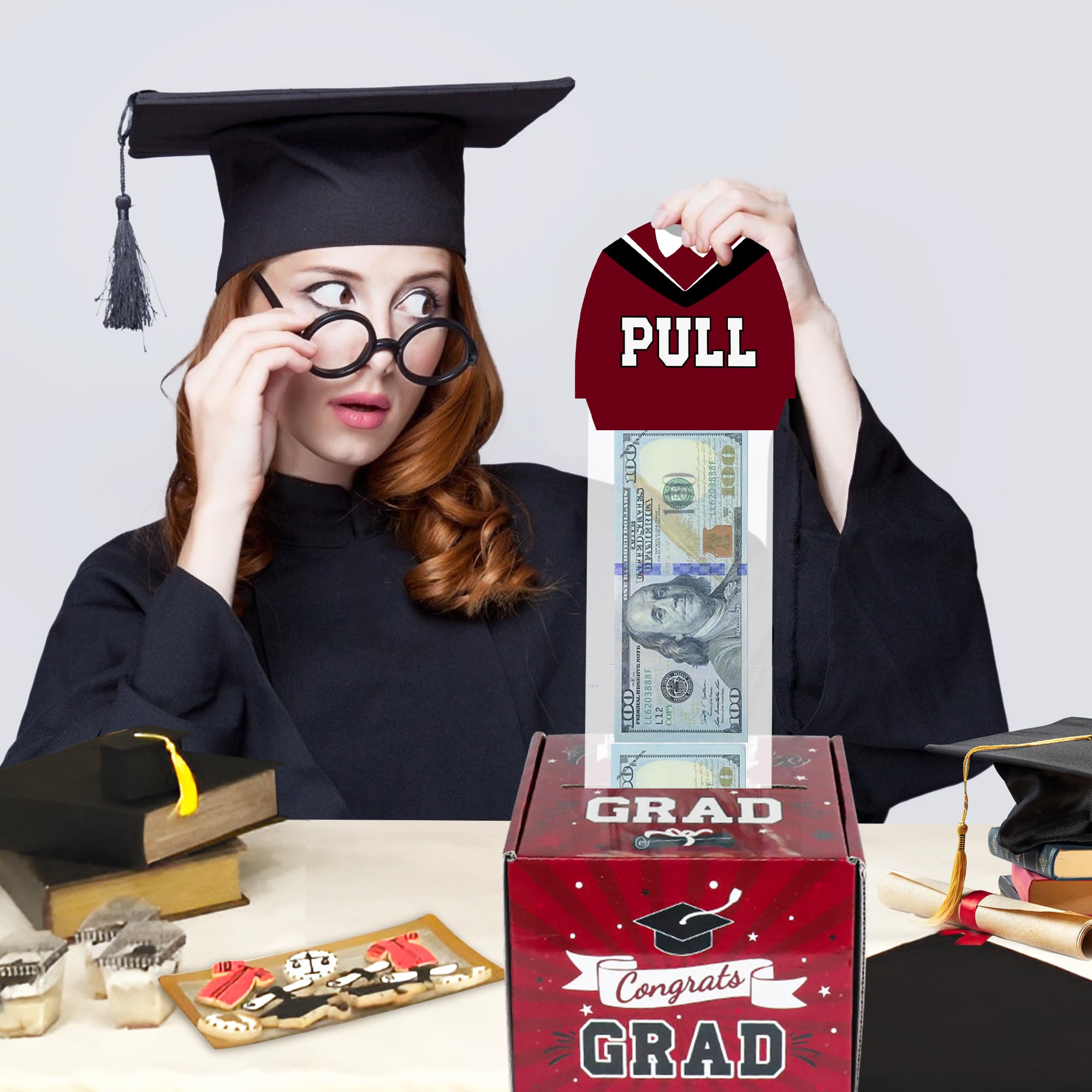 2025 Graduation Money Box - Cash Gift for Her/Him - Preschool to College Grad Party Supplies (Maroon) - Perfect Graduation Gift Idea