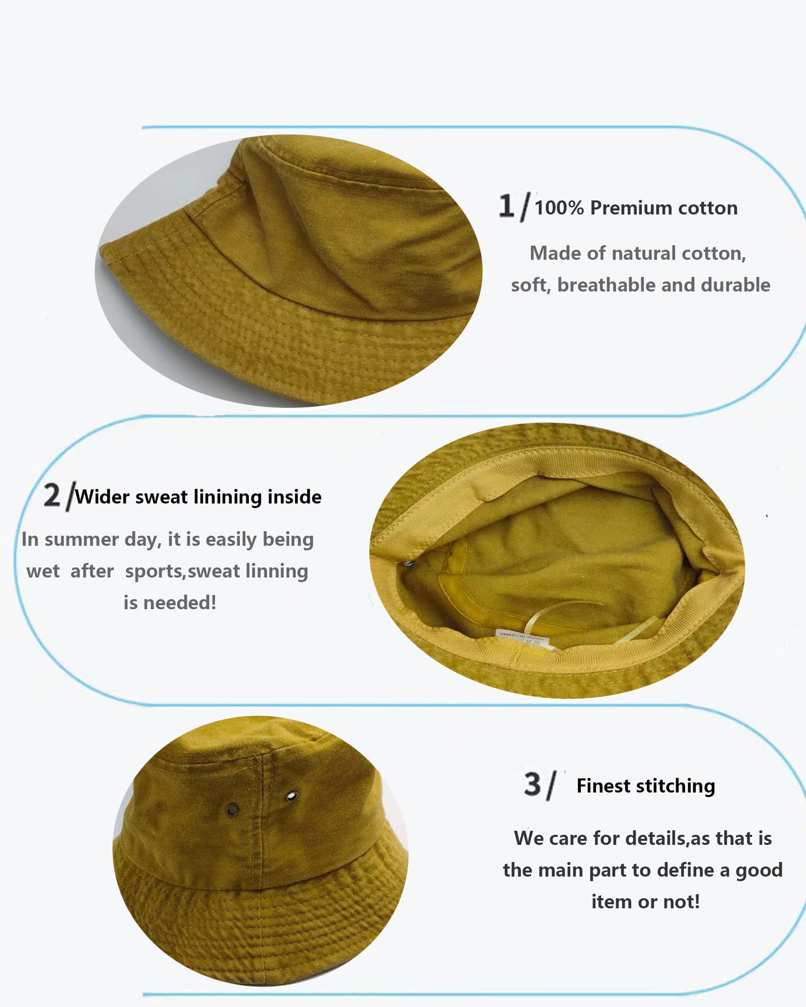 Premium Cotton Bucket Hats for Men & Women - Packable Summer Sun Hat with UPF Protection for Fishing, Beach, Hiking & Outdoor Activities