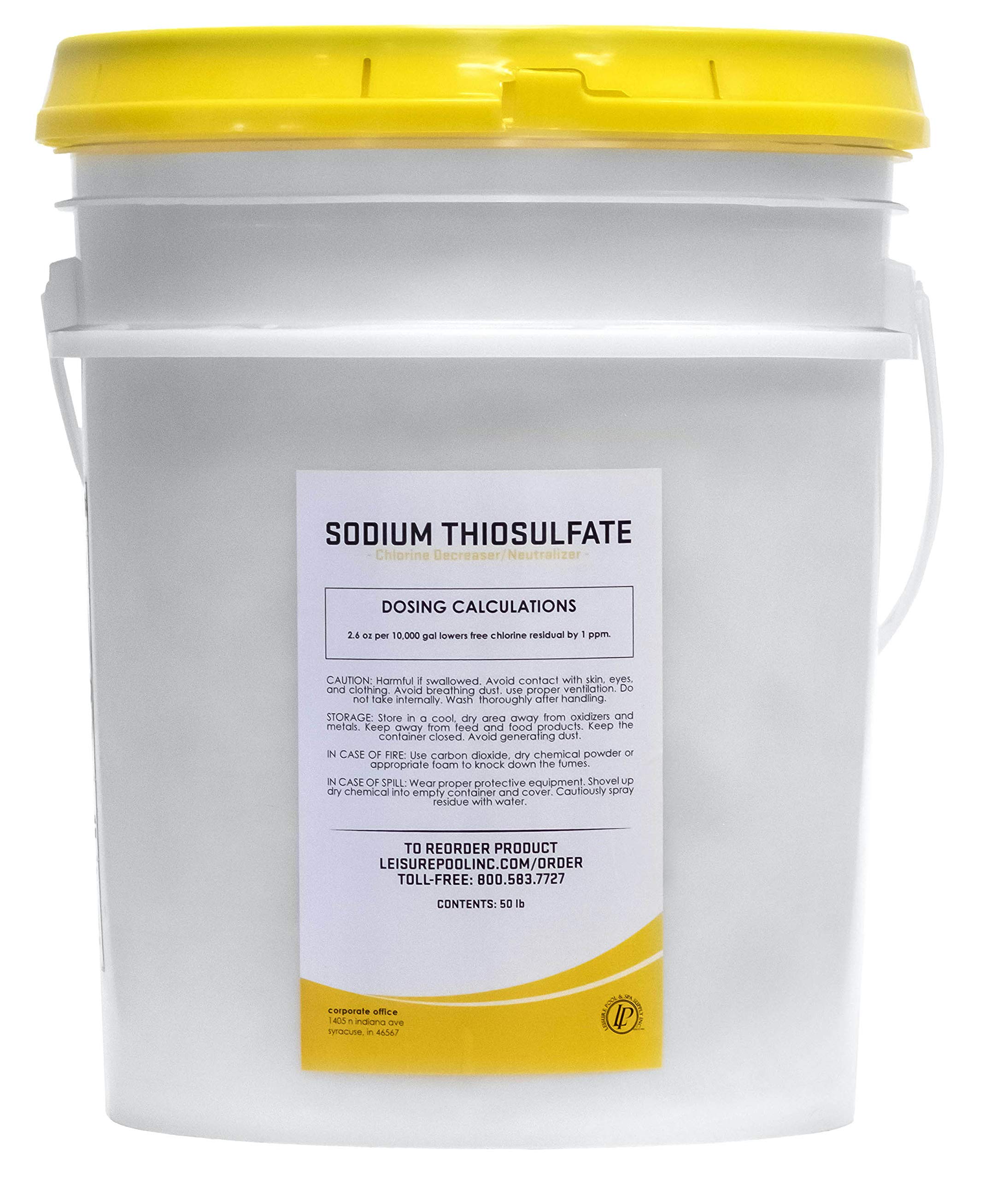 50 lb. Pail Leisure Pool Chlorine Neutralizer (Sodium Thiosulfate) - Removes Chlorine & Protects Pool Equipment - Perfect for Swimming Pools, Spas & Hot Tubs